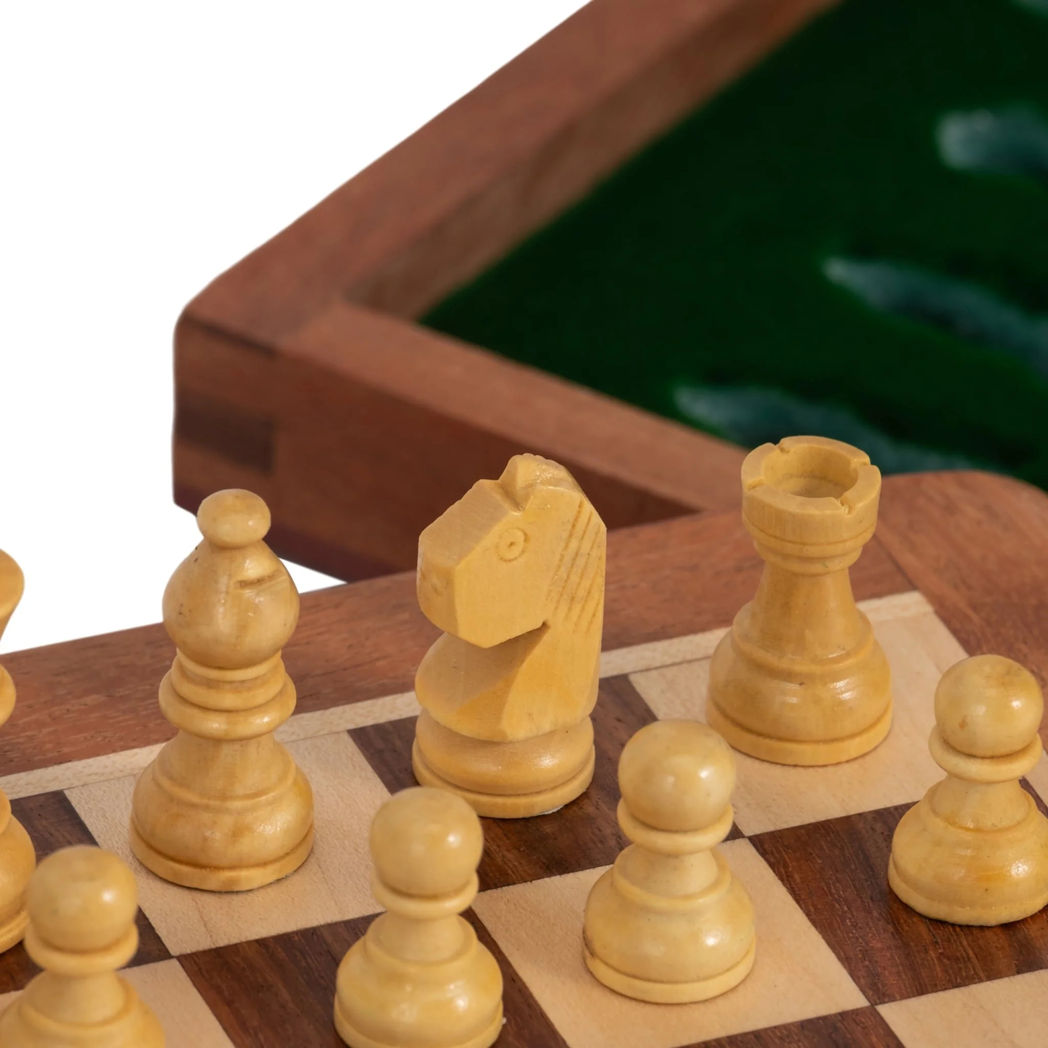 10" Acacia Wood Magnetic Chess Set, Natural - Image 5