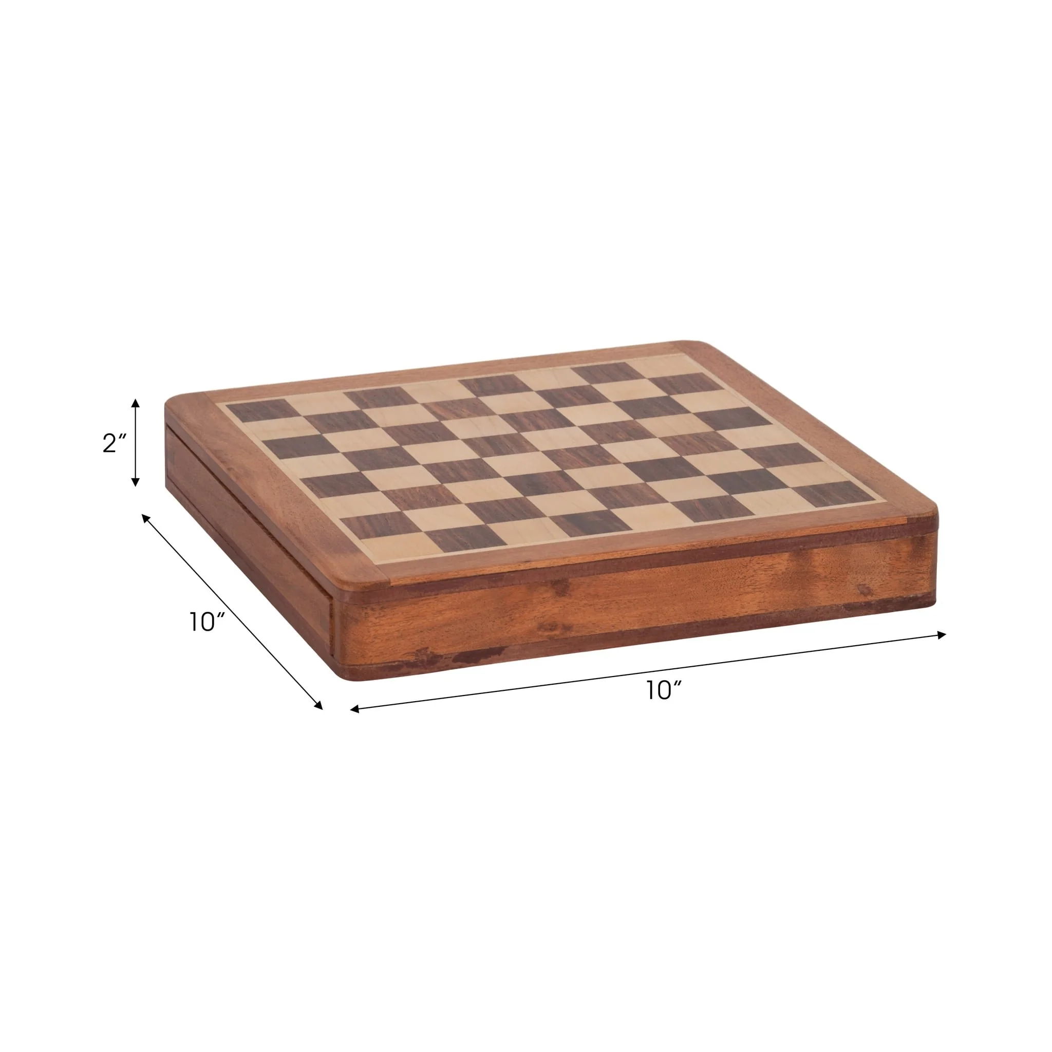 10" Acacia Wood Magnetic Chess Set, Natural - Image 9
