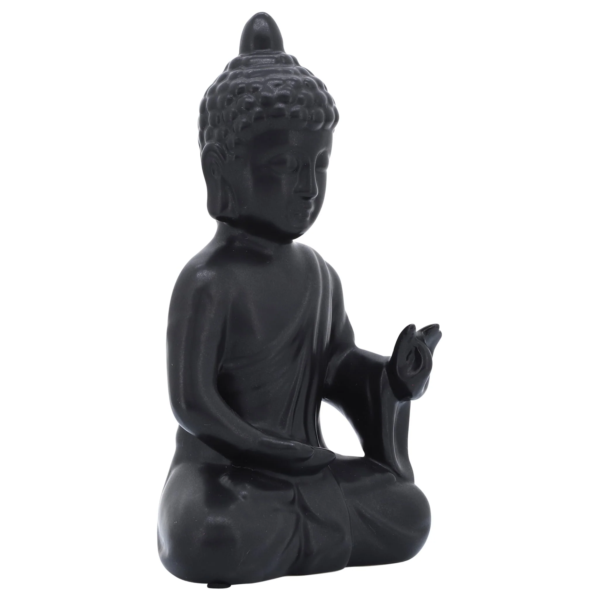 10", Black Ceramic Seated Buddha - Image 2