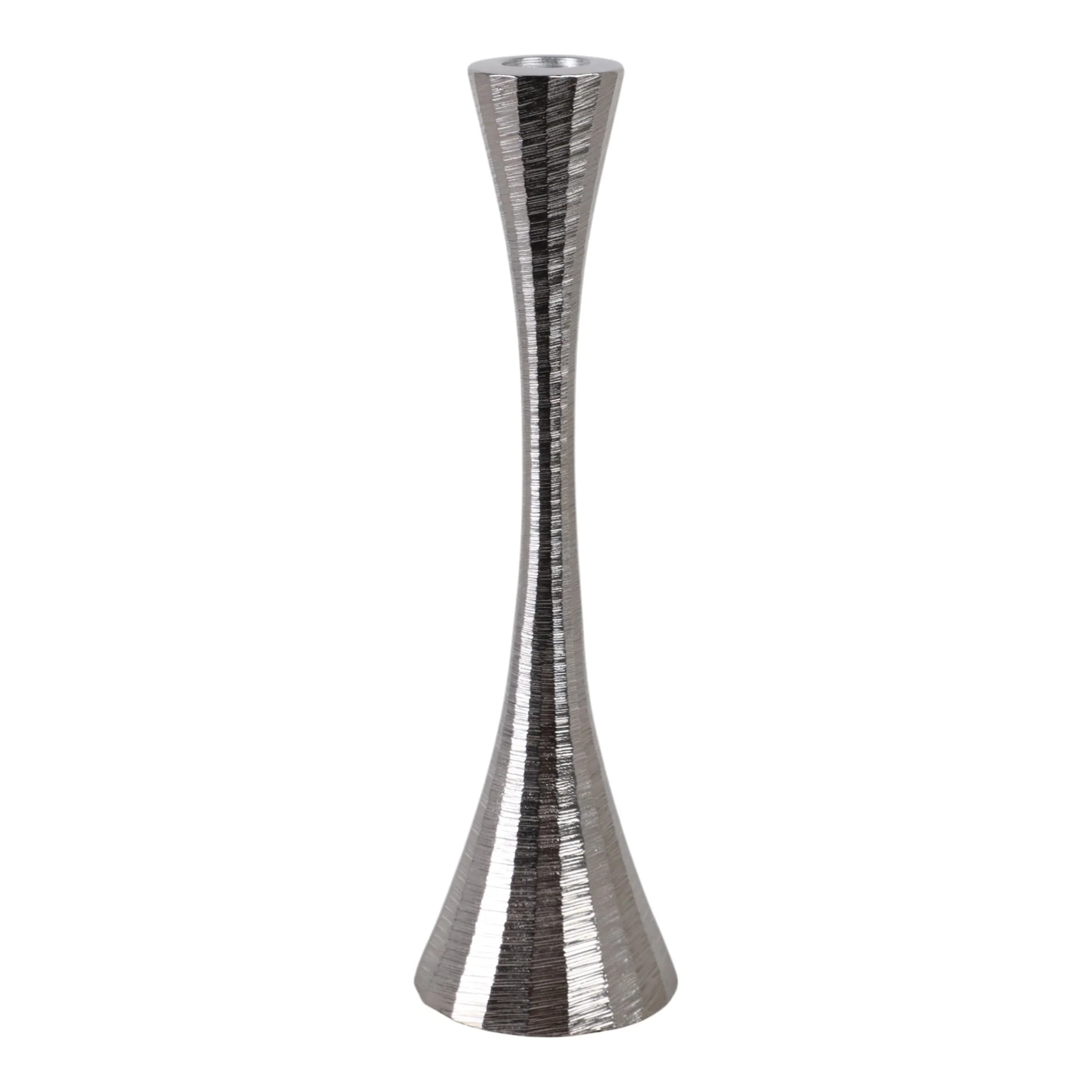 10" Etched Metal Taper Holder, Silver