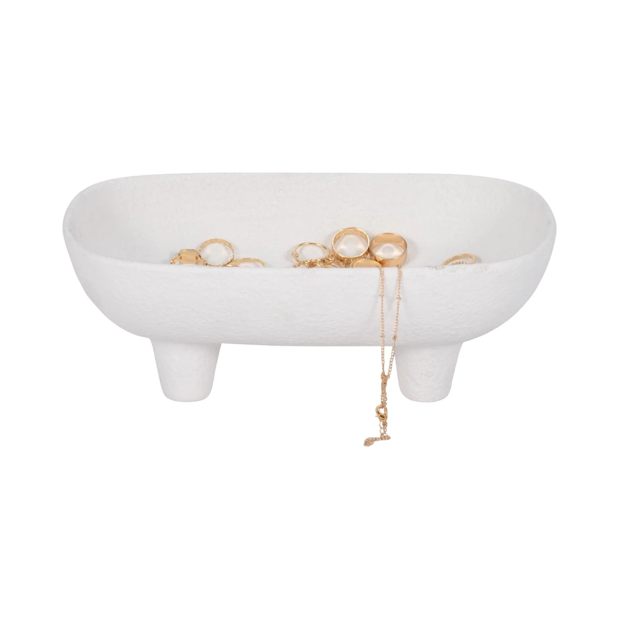 10" Footed Rounded Rectangle Bowl, White - Image 2
