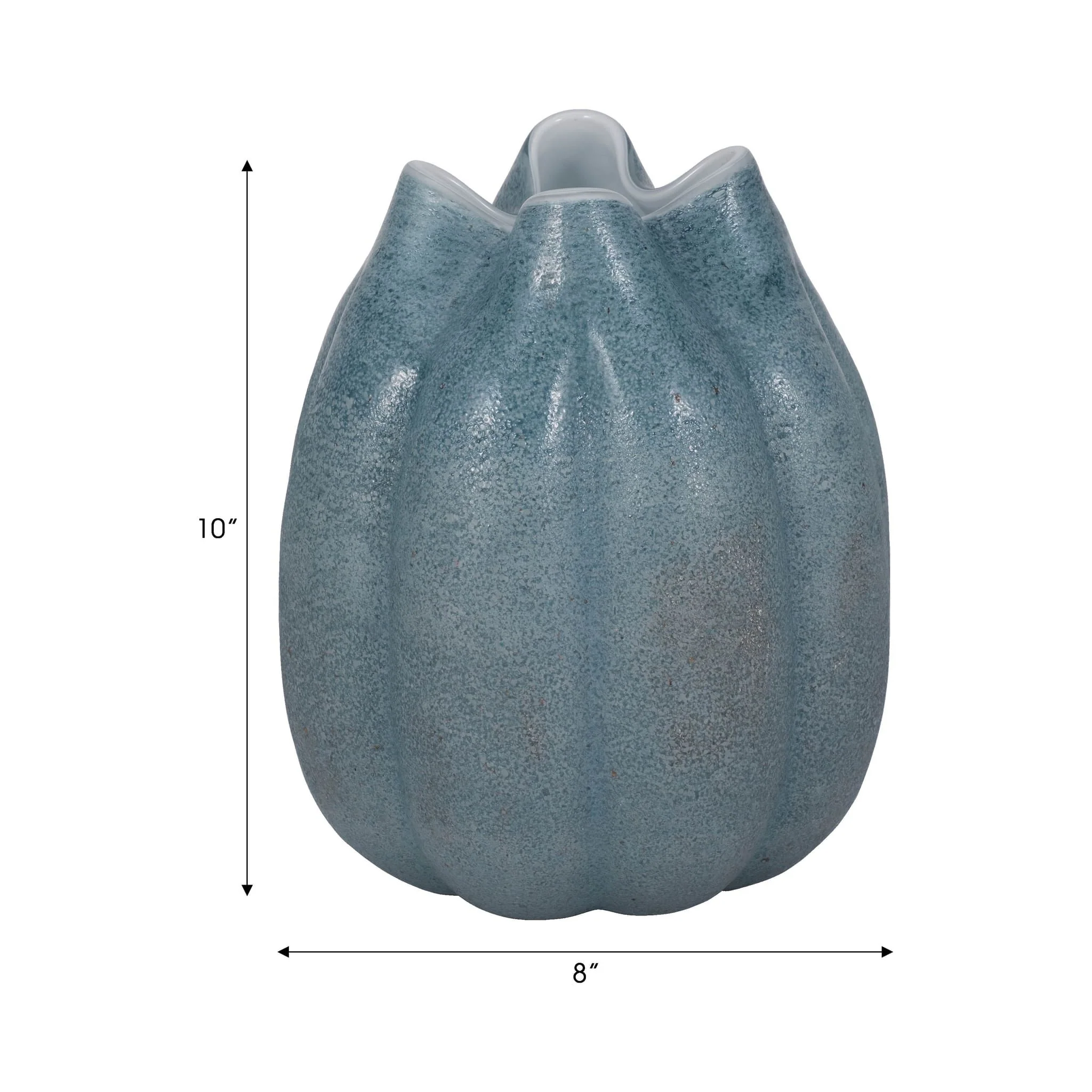 10" Glass Sea Urchin Vase, Blue - Image 8