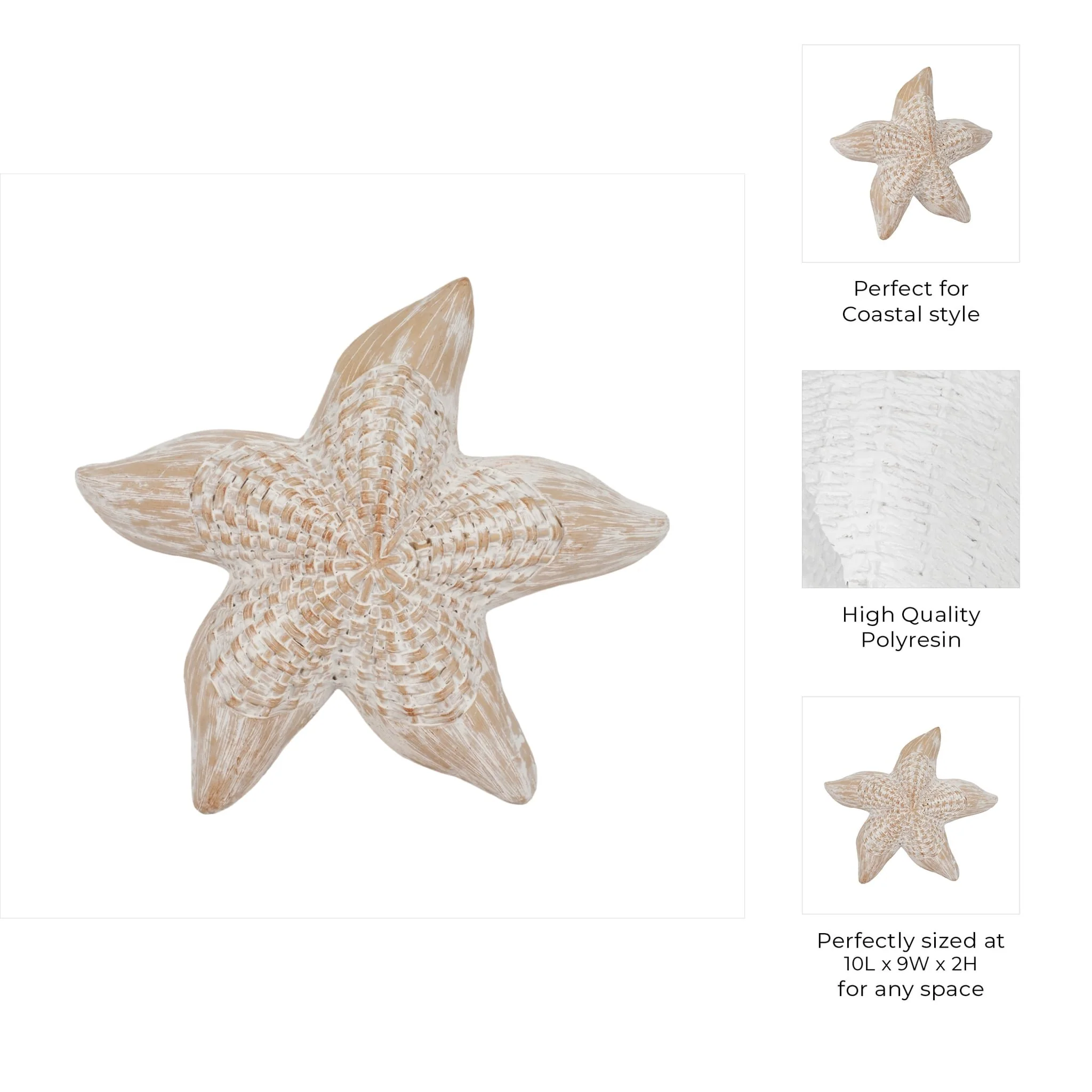 10" Resin Wicker Starfish, White - Image 7