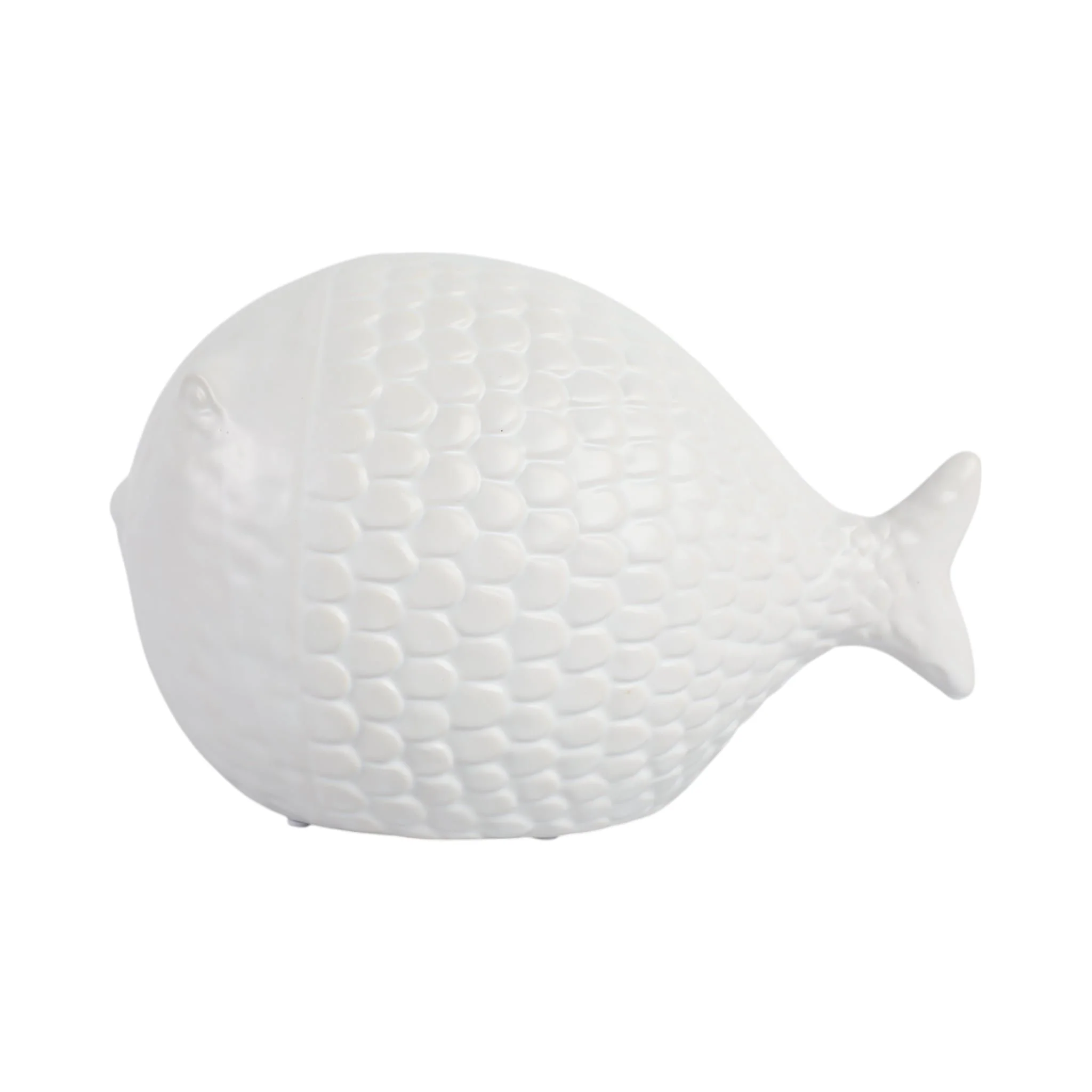 10" Scaled Fish Figurine, White - Image 4