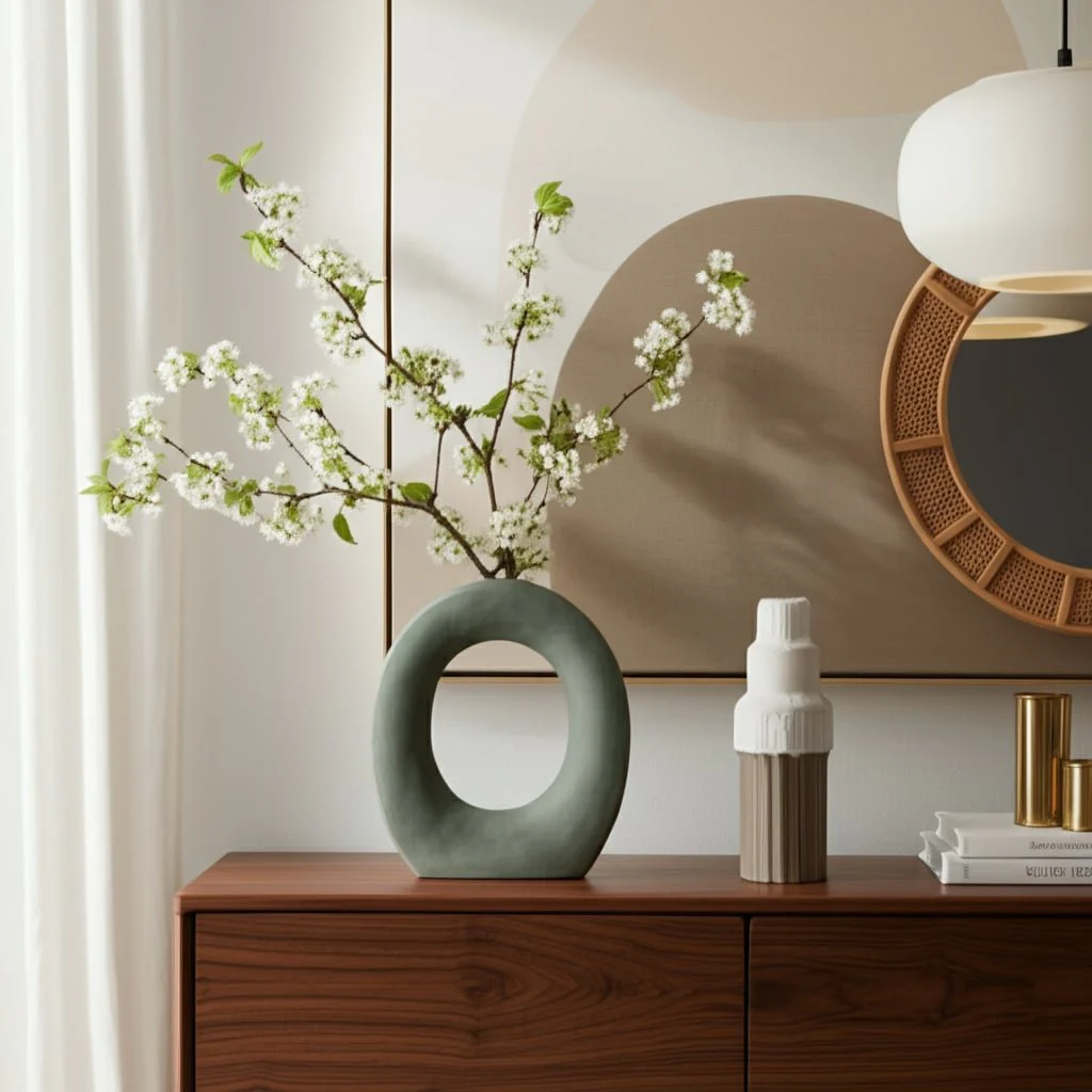 10" Textured Open Cut-out With Vase Opening, Sage - Image 12