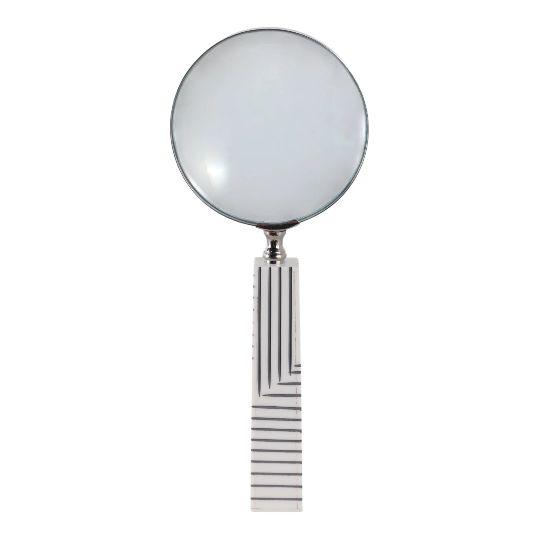 10x4" Lines Handle Magnifying Glass, White/ Black