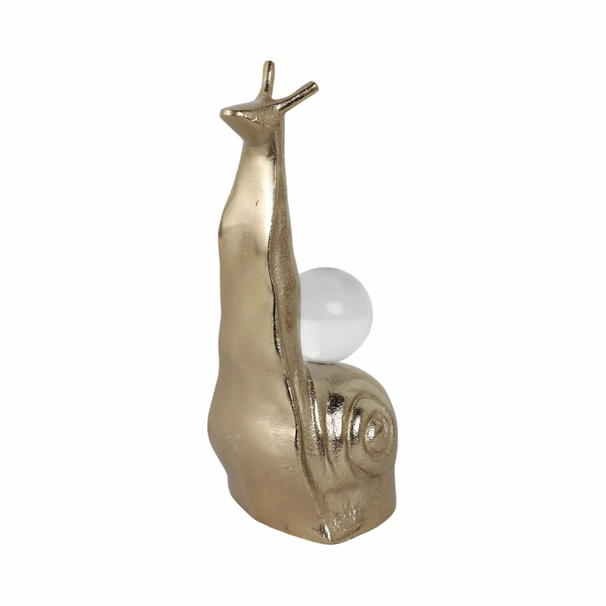 10x4" Tall Snail With Acrylic Ball, Gold - Image 2