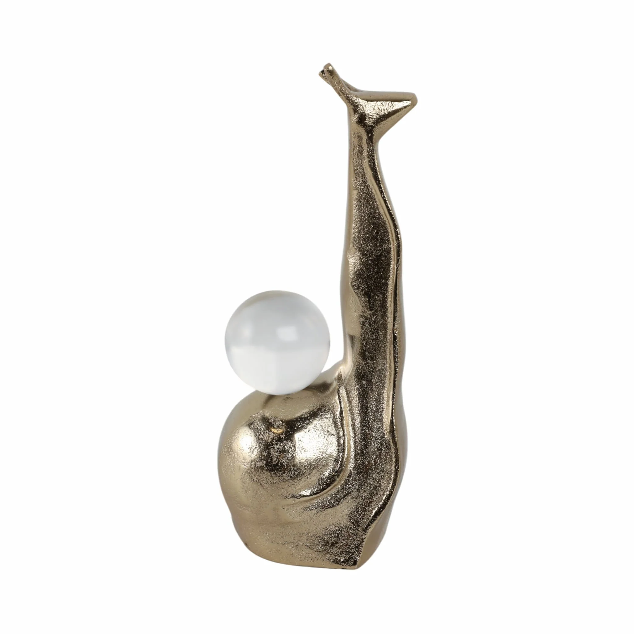 10x4" Tall Snail With Acrylic Ball, Gold - Image 4