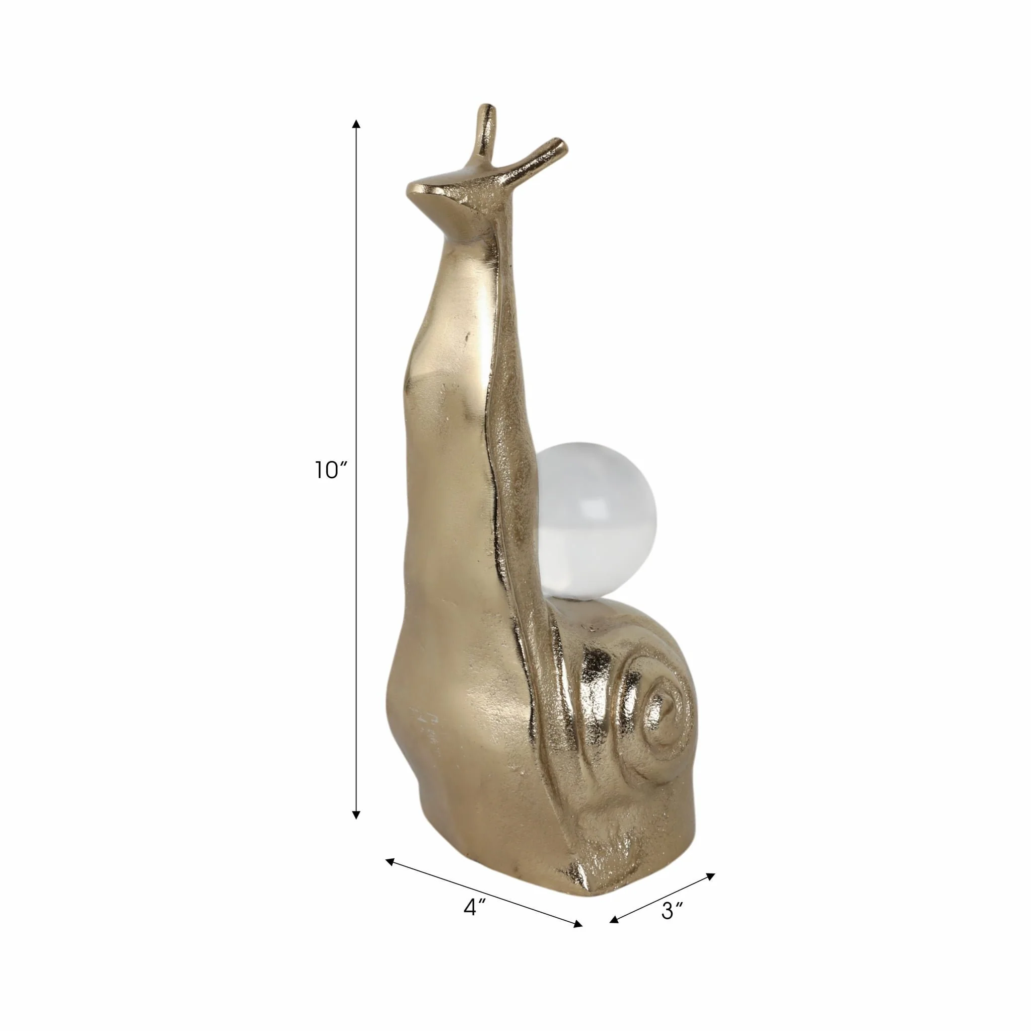 10x4" Tall Snail With Acrylic Ball, Gold - Image 6