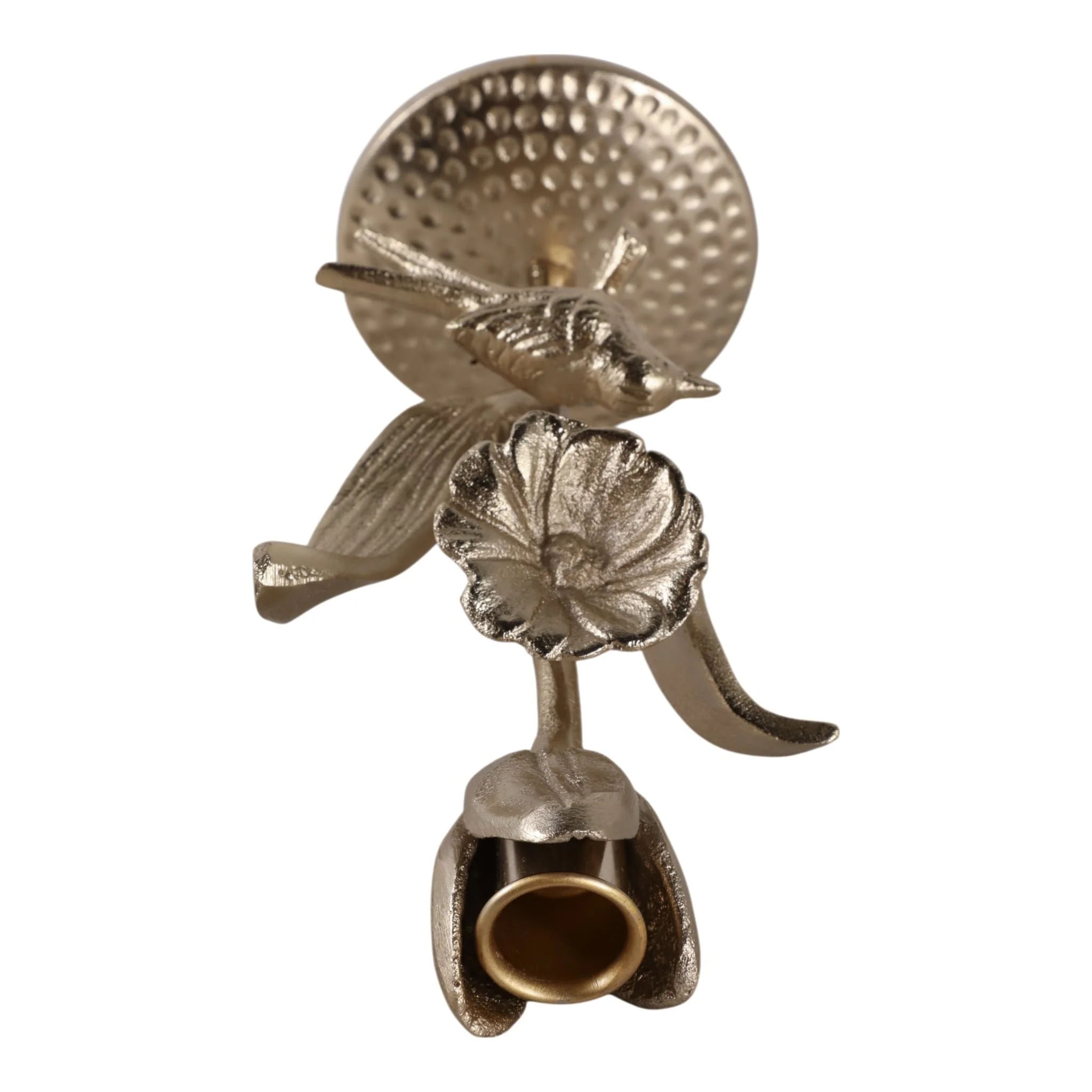 10x5" Bird & Flower Taper Holder, Champagne - Image 7