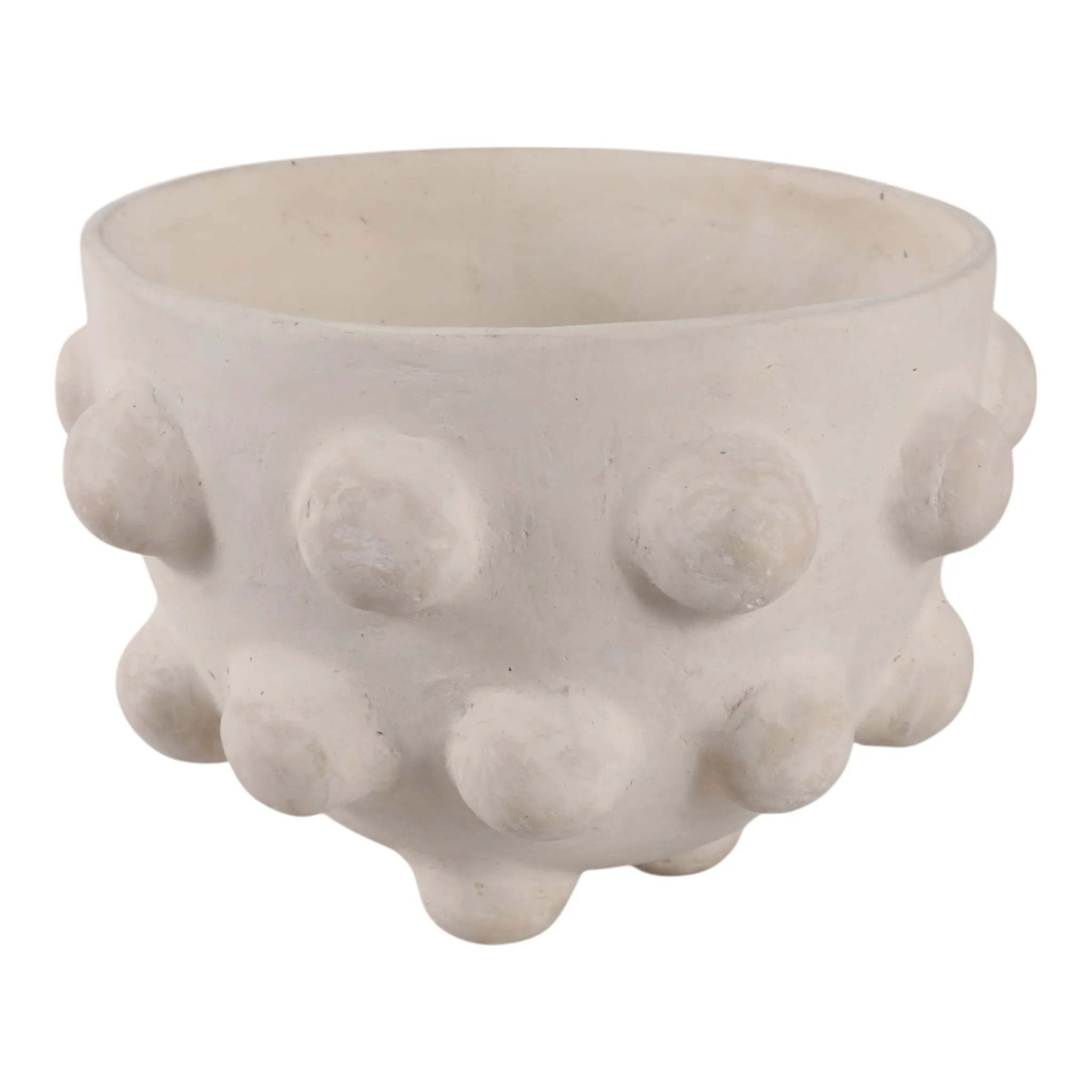 10x6" Large Hobnail Paper Mache Bowl, White