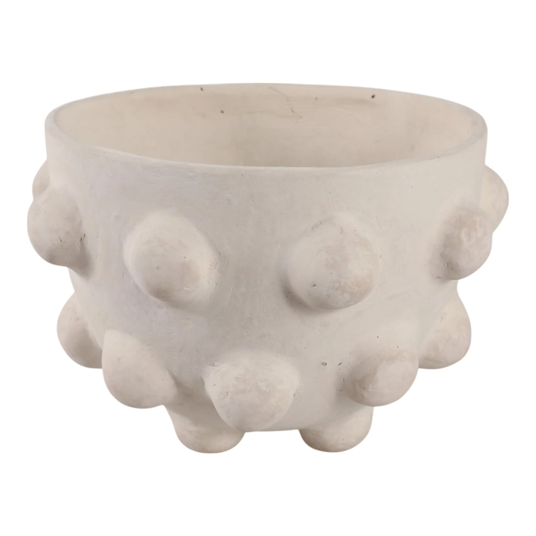 10x6" Large Hobnail Paper Mache Bowl, White - Image 3