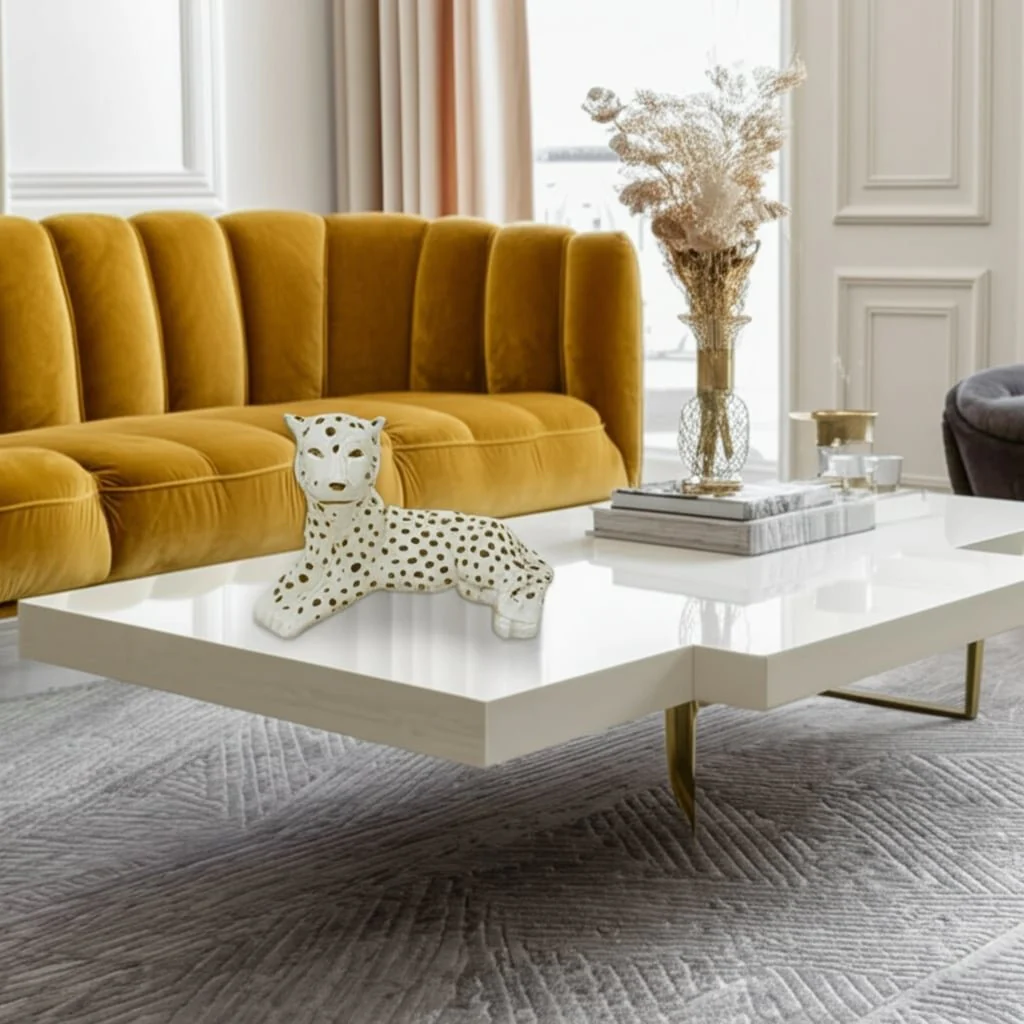 10x6" Leopard Lying Down, White/gold - Image 14