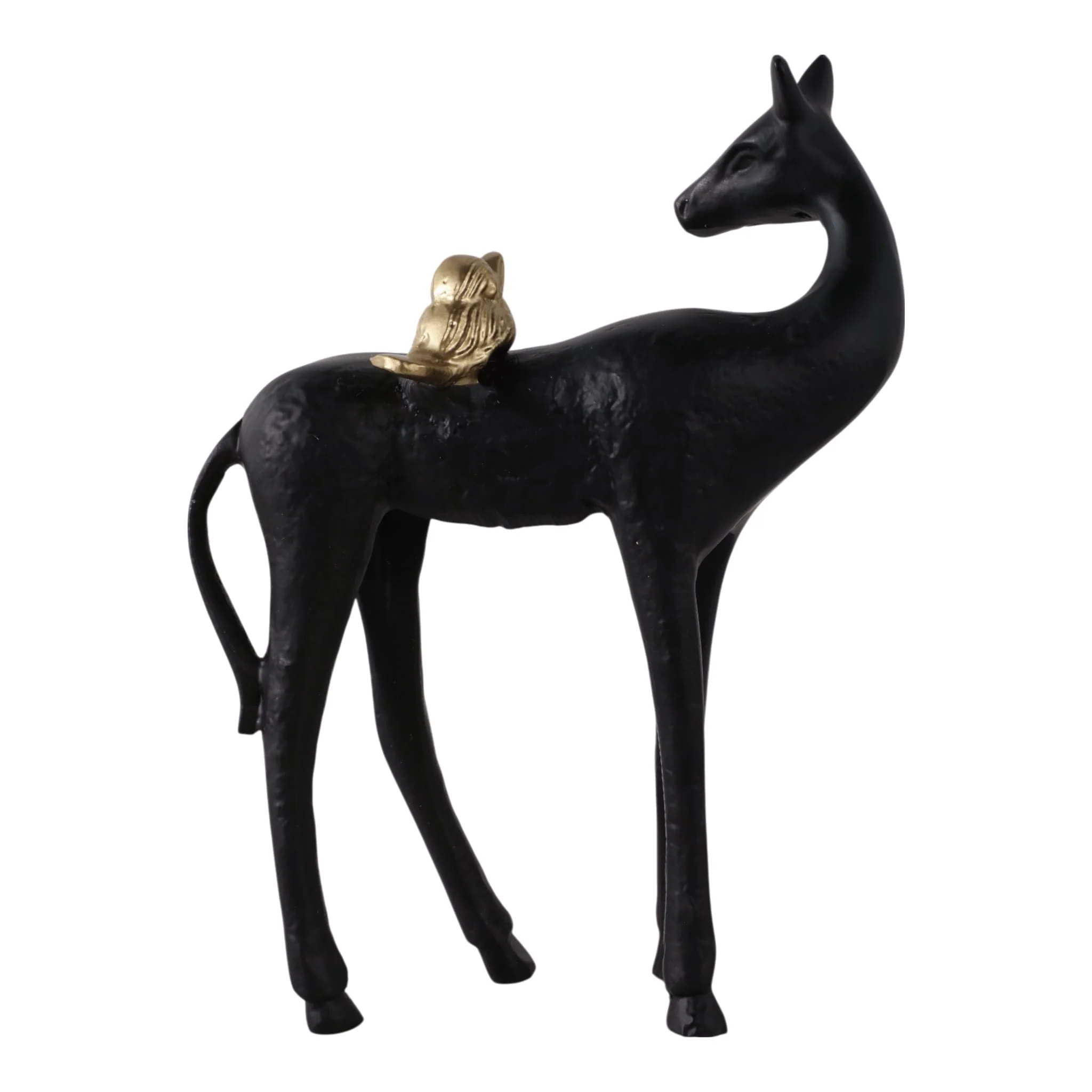 10x8" Bird Perched On Horses Back, Black/ Gold - Image 4