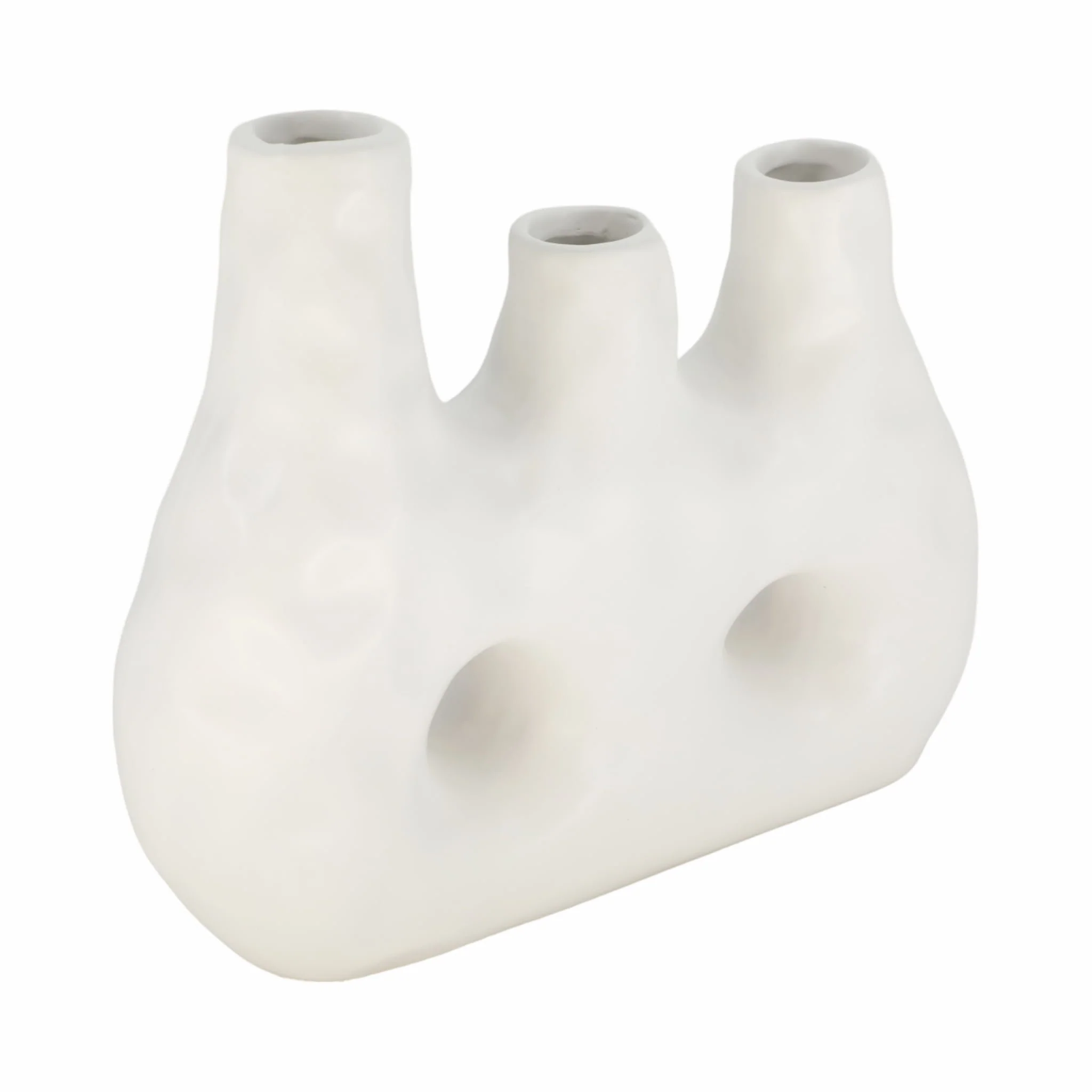 11" 3 Opening Vase, Ivory - Image 2