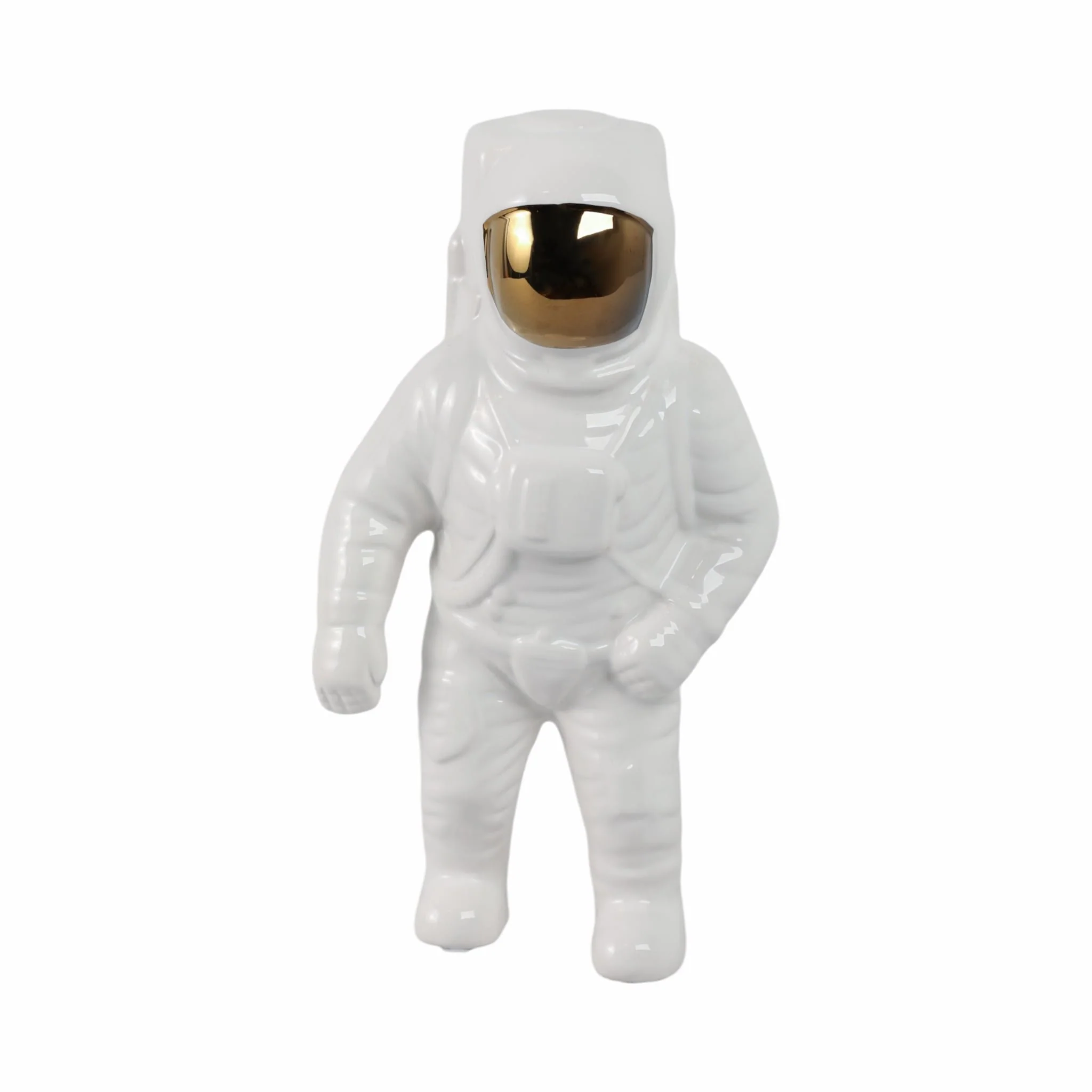 11" Astronaut Statuette, White/gold