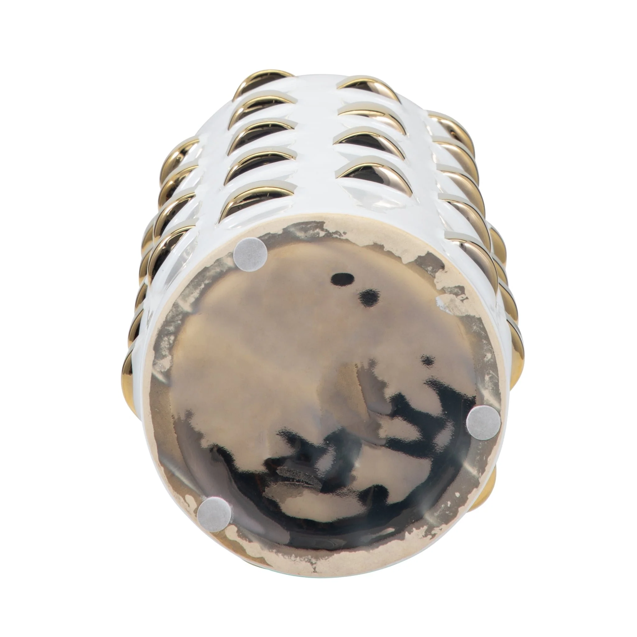11" Cylinder Vase, White/gold - Image 6