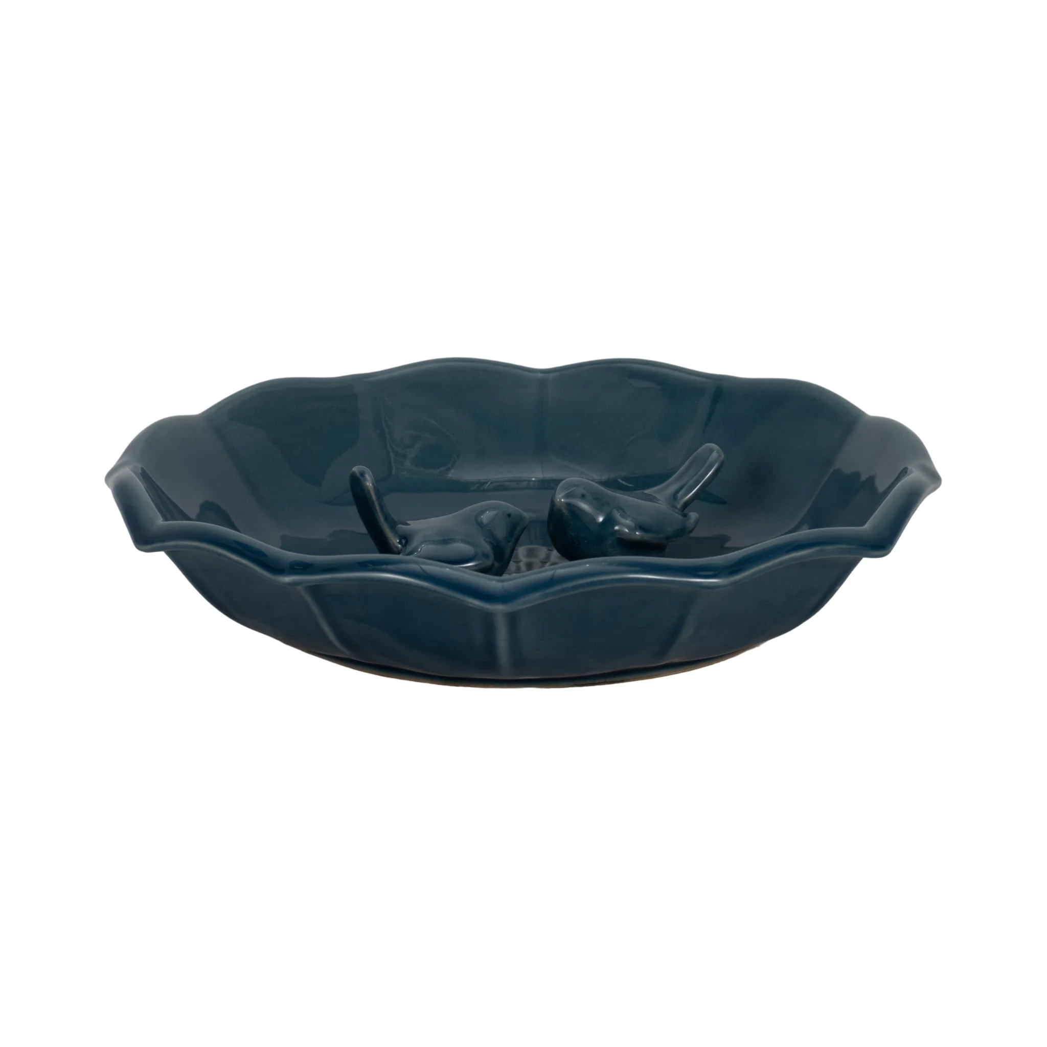 11" Flower Bird Bath, Blue - Image 2