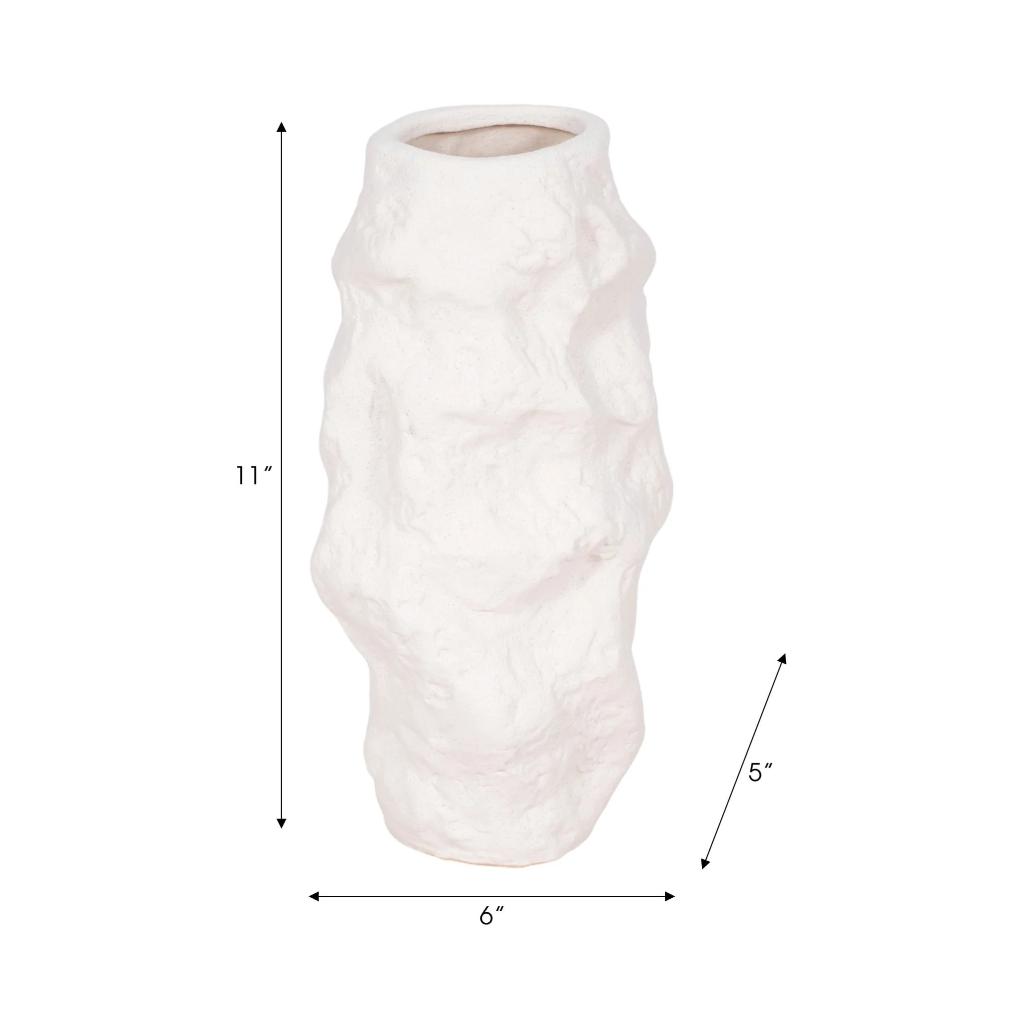 11" Jagged Textured Vase, White - Image 7