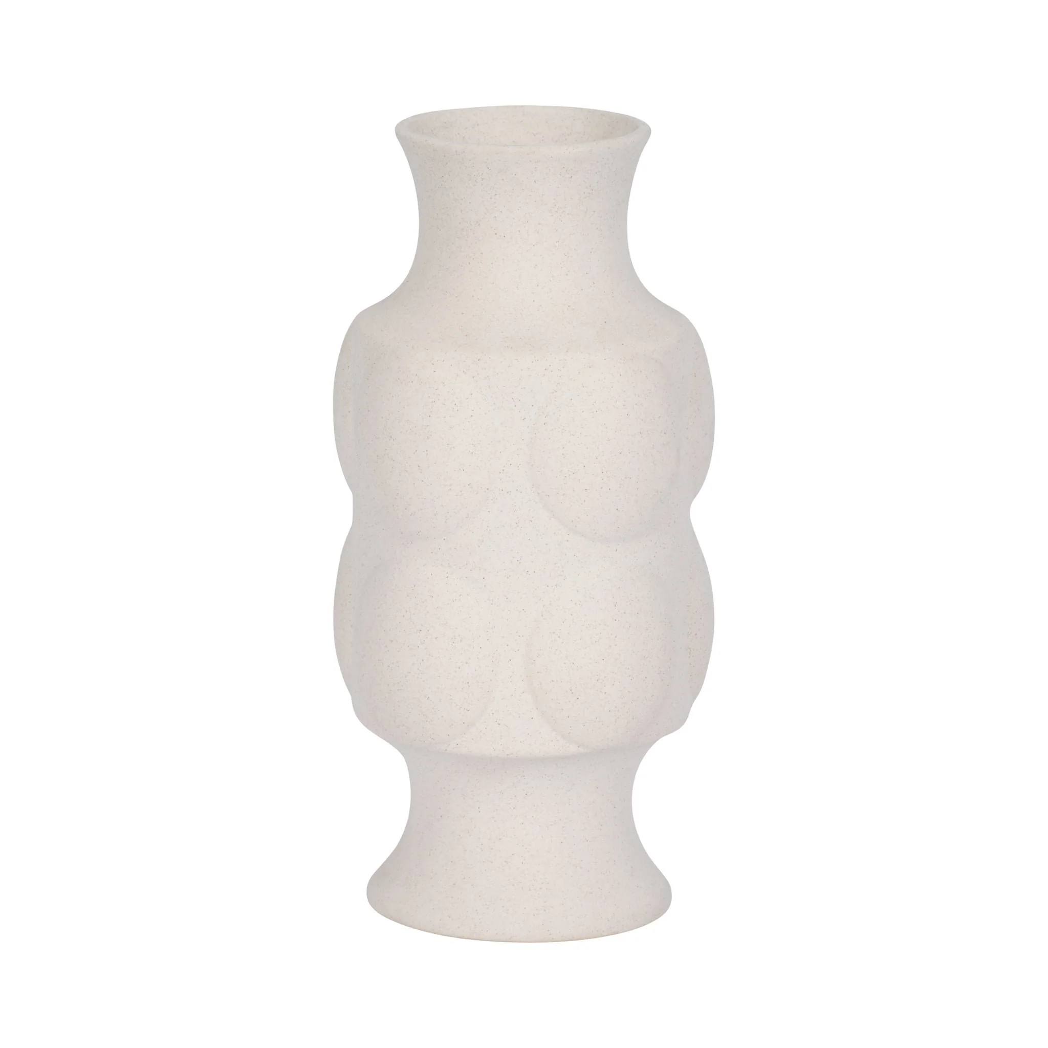 11" Large Dot Embossed Vase Sand Texture, White - Image 3