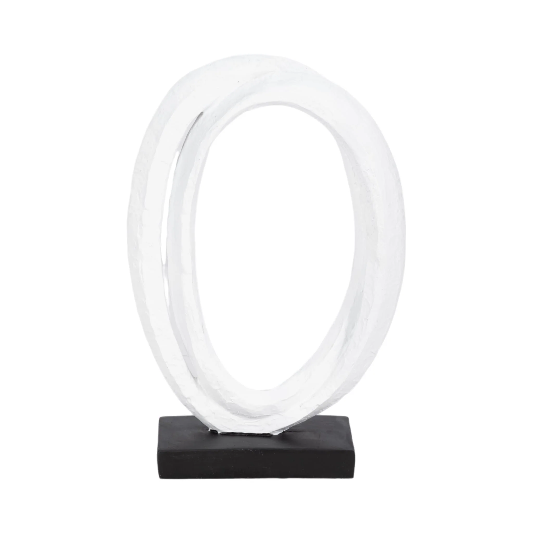 11" Oval Loops Sculpture Volcano Texture, White/bl