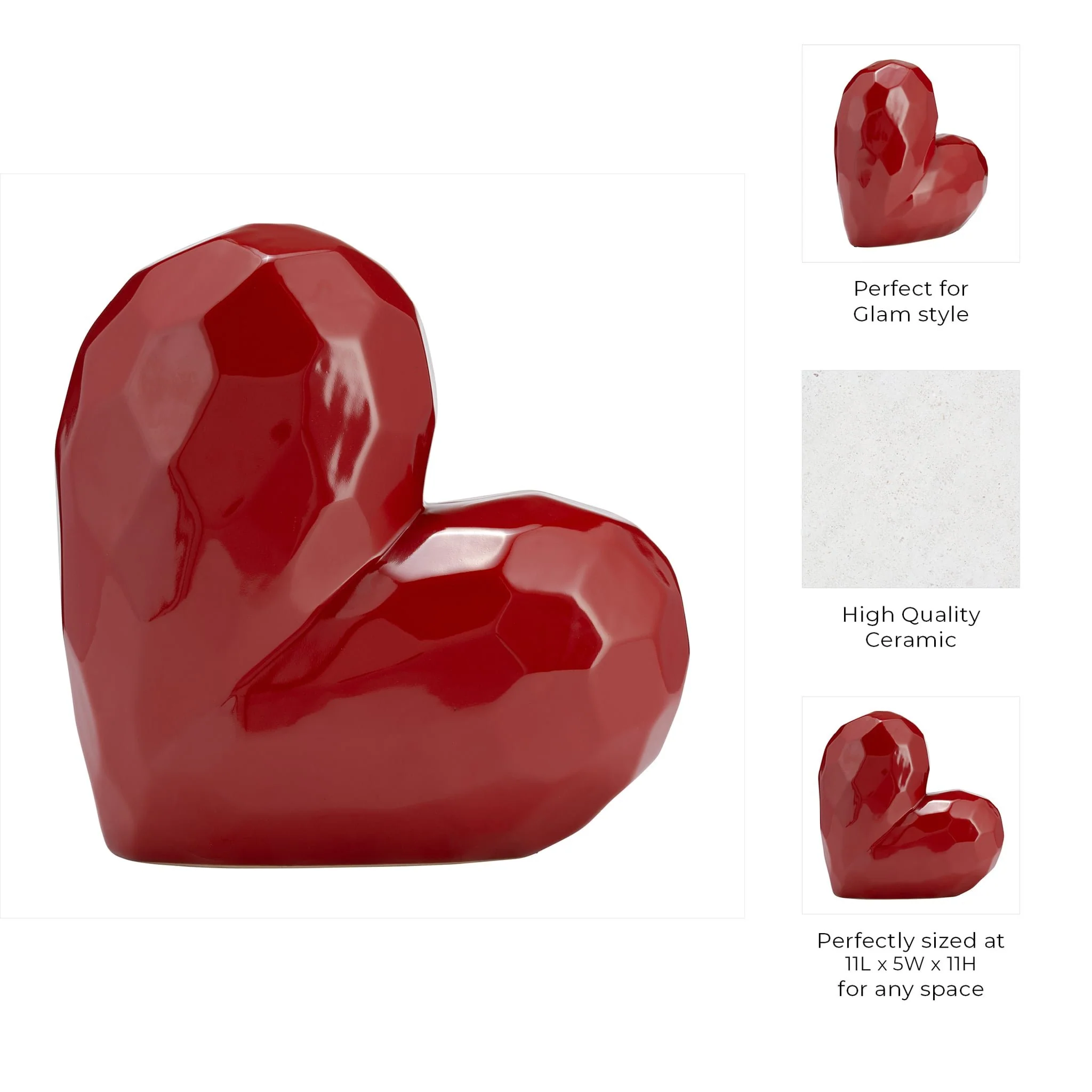 11" Red Heart Table Deco - Image 3