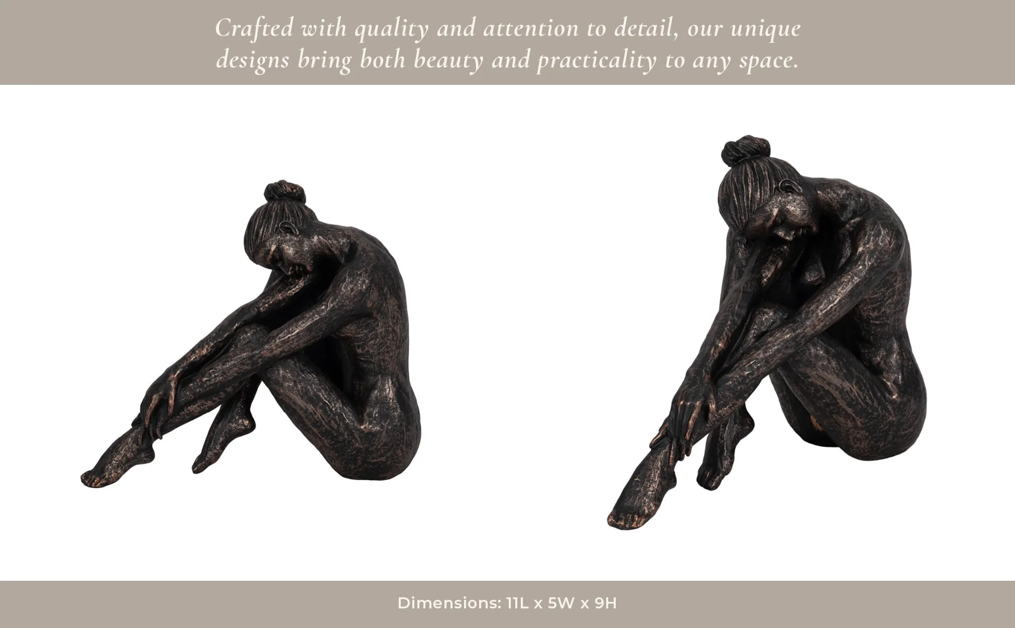 11" Resting Ballerina, Bronze - Image 11