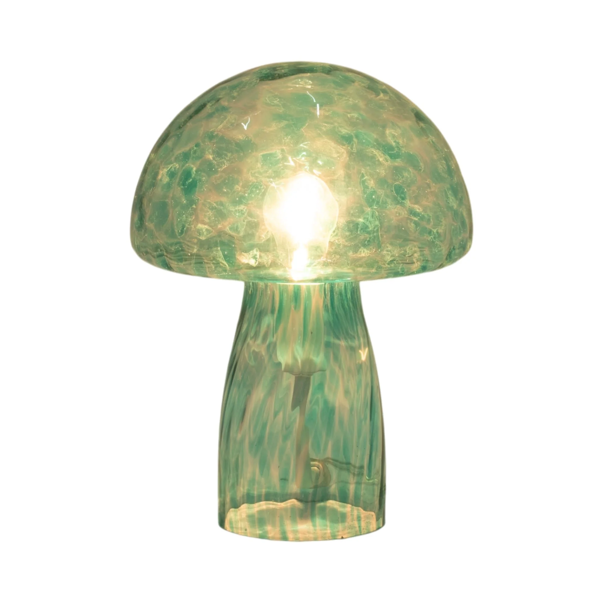 11" Spotted Mushroom Lamp, Seafoam - Image 2