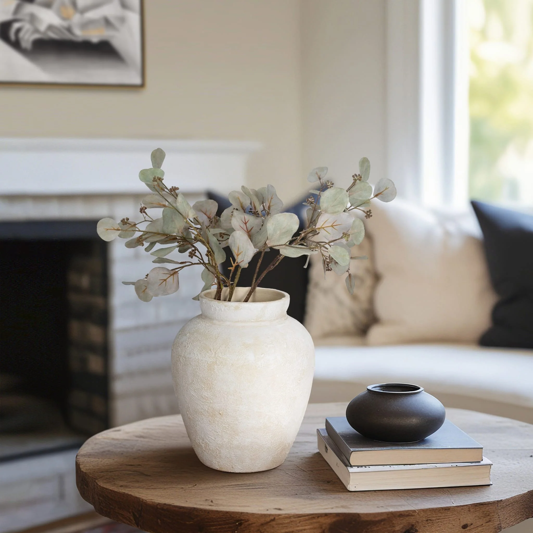 11" Textured Terracotta Vase, Ivory - Image 8