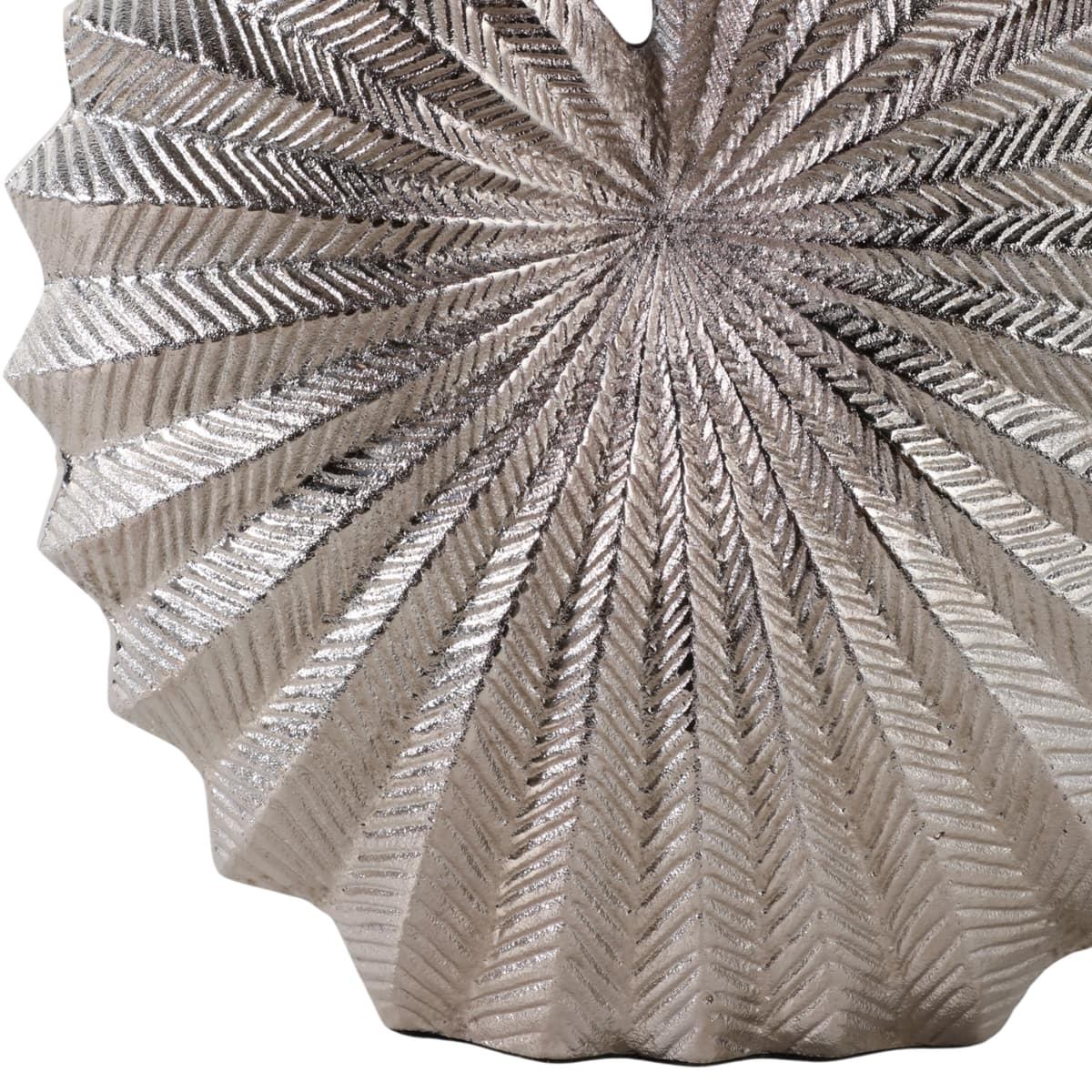 11x10" Seashell Metal Vase, Silver - Image 5
