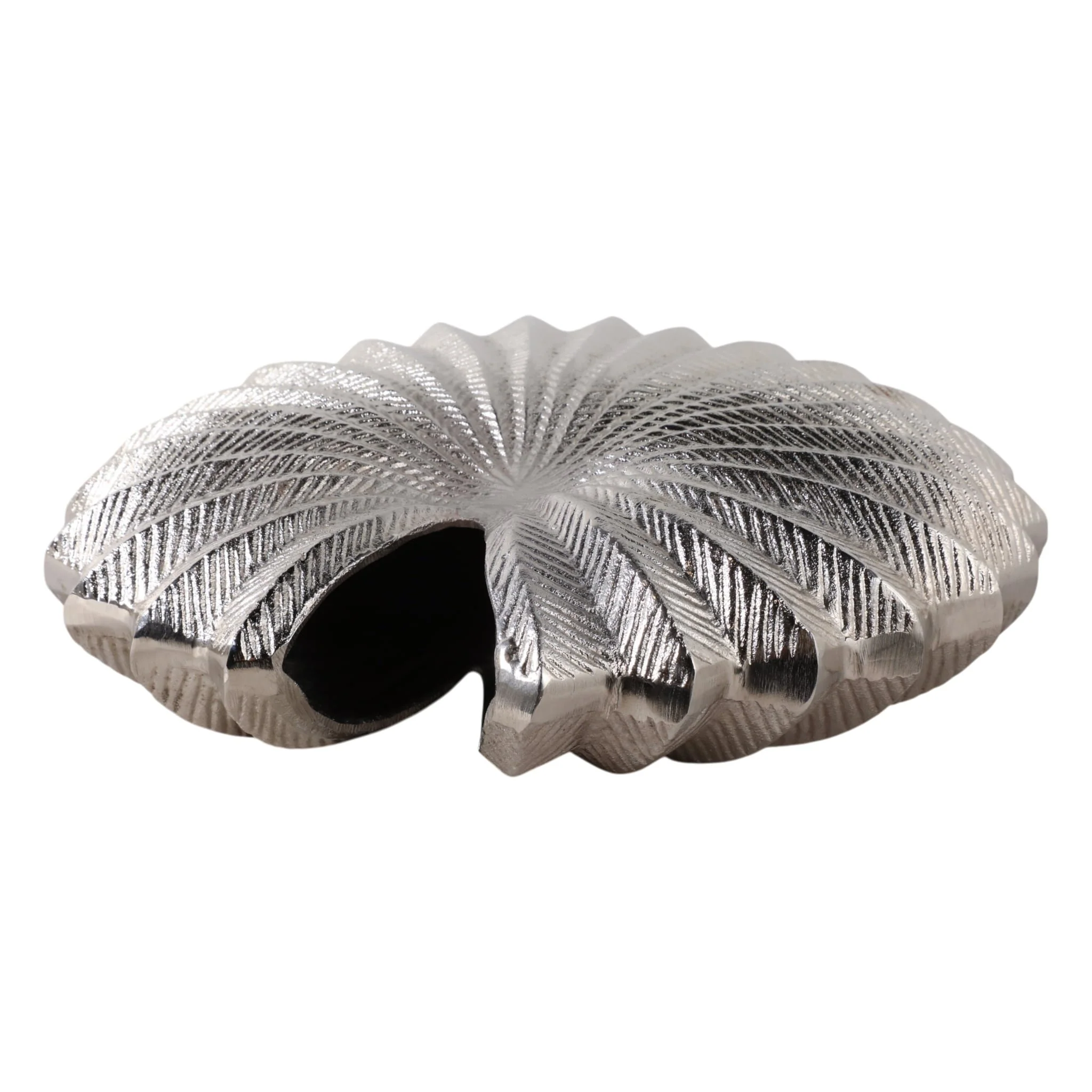 11x10" Seashell Metal Vase, Silver - Image 6