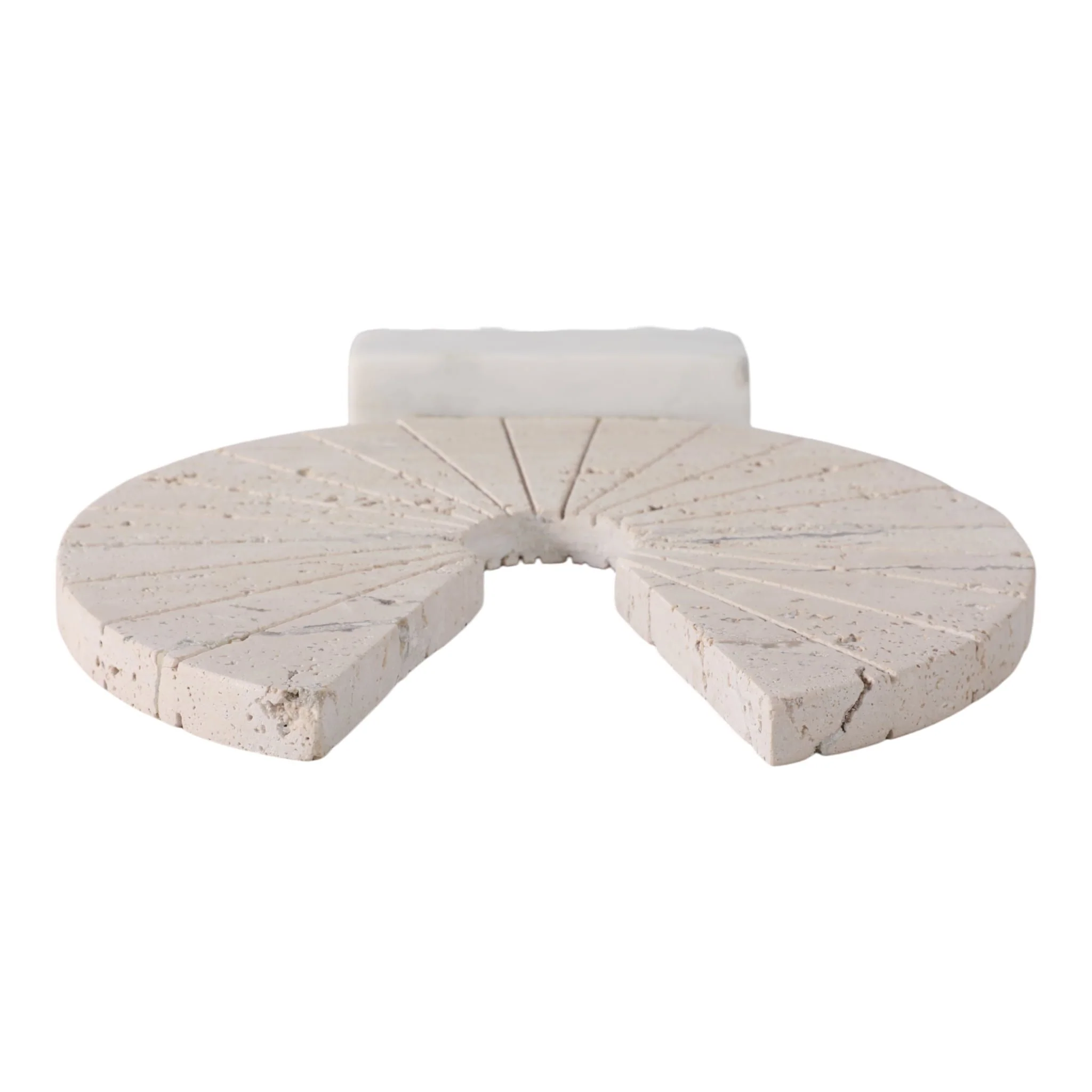 11x10" Travertine Open Circle On Marble Base, Tan/ - Image 6