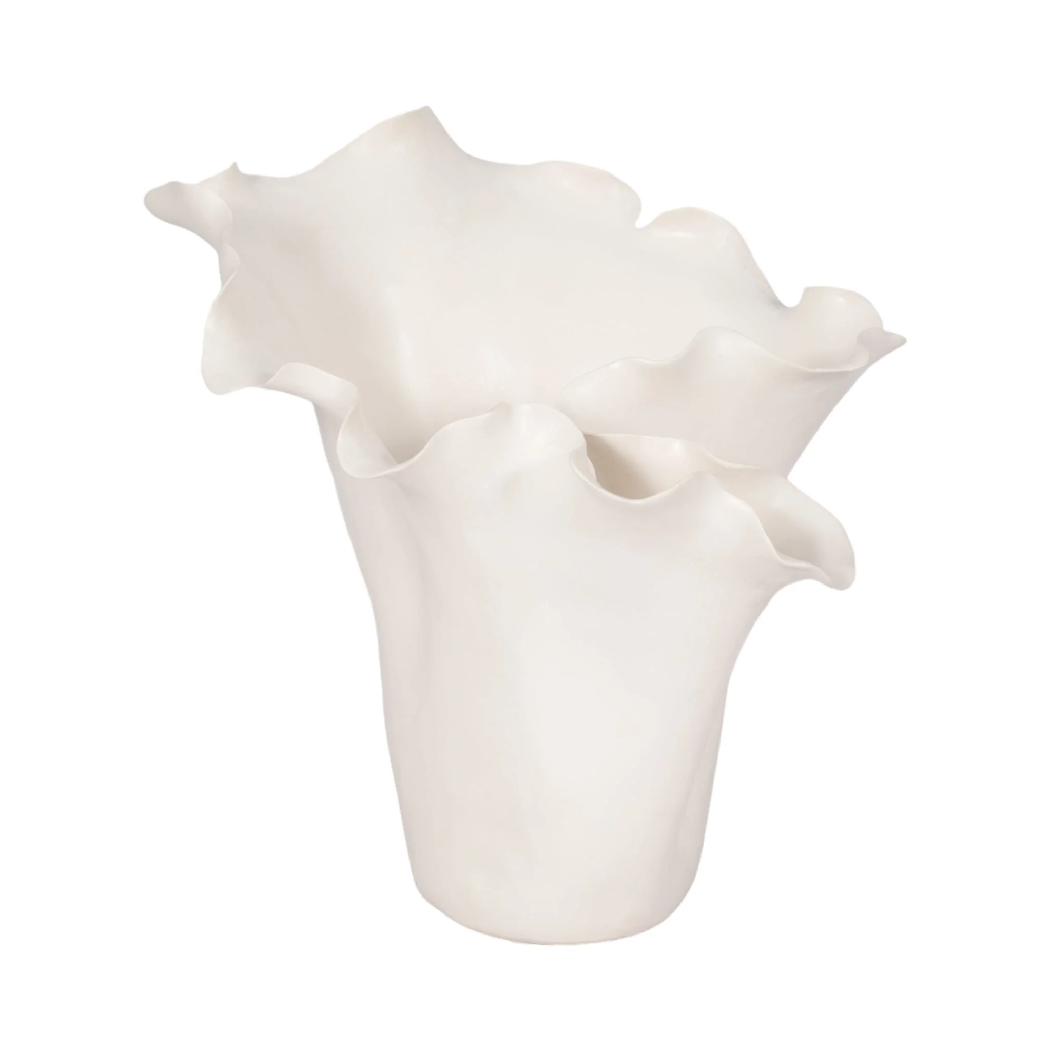 11x12" Handmade Flutter Vase, White - Image 3