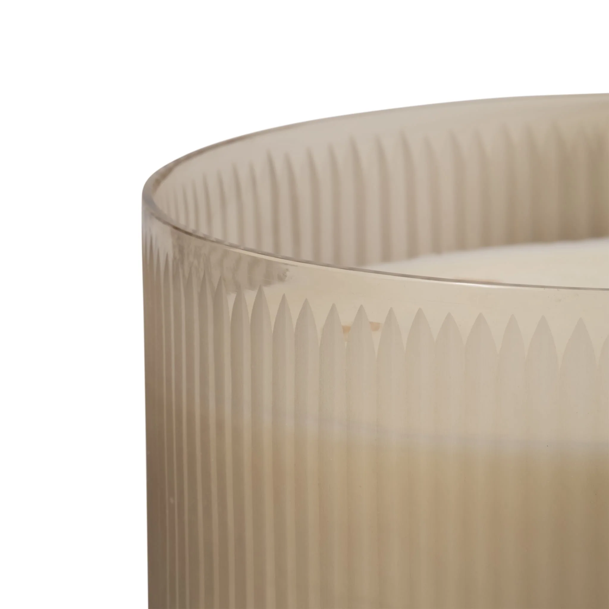 12" 183 Oz Glass Candle W/ Wood Base, Ivory - Image 5