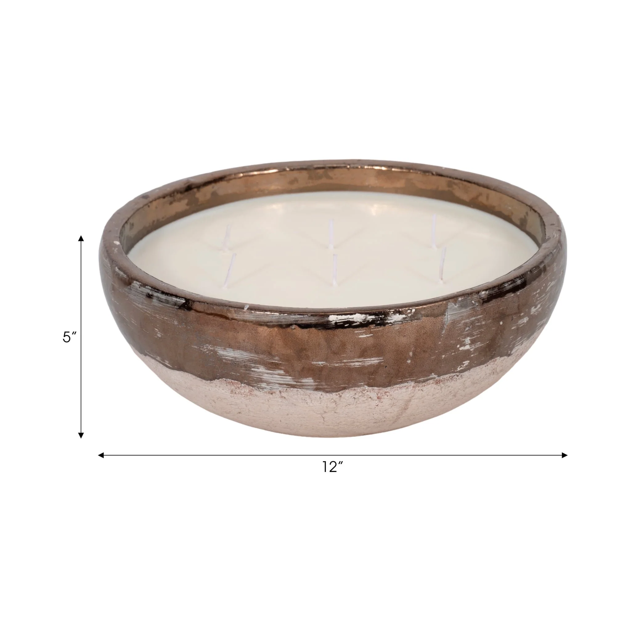 12" 57 Oz Pine Bowl Candle, Grey/gold - Image 8