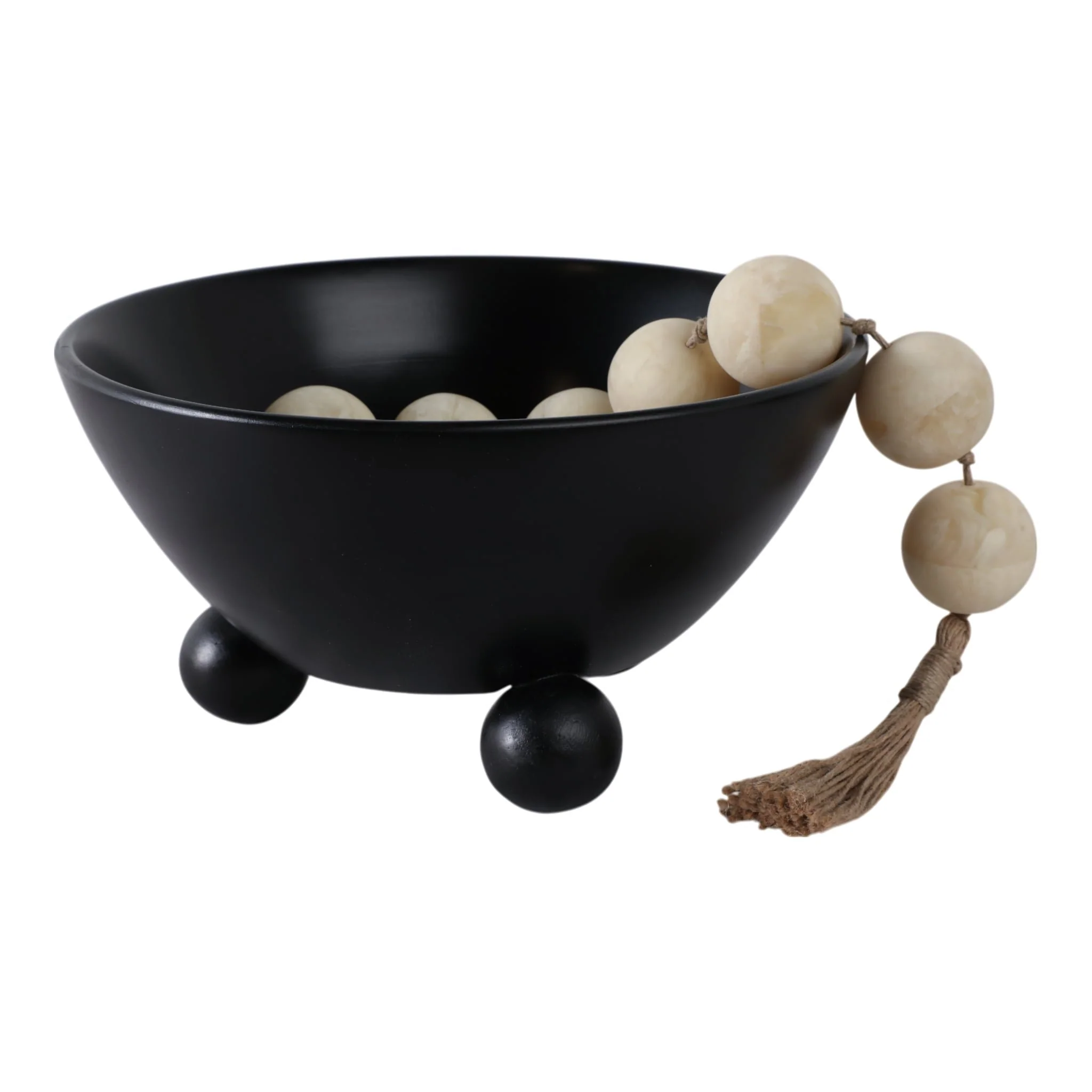12" Bowl With Ball Feet, Black - Image 2