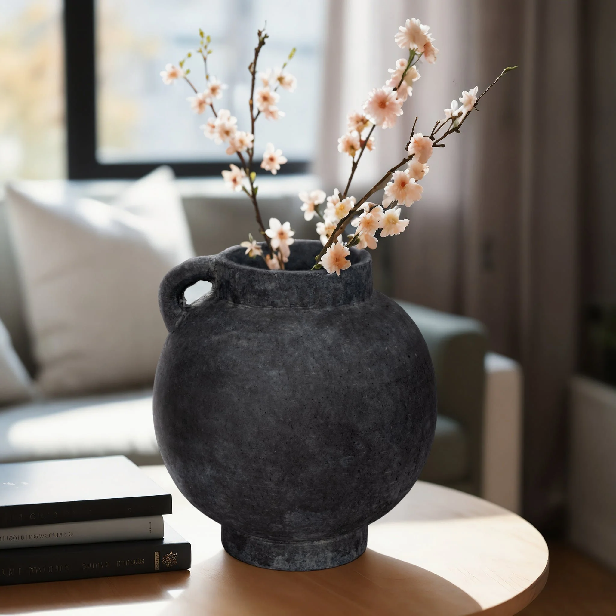 12" Bulbous Jug With Handle, Black - Image 11