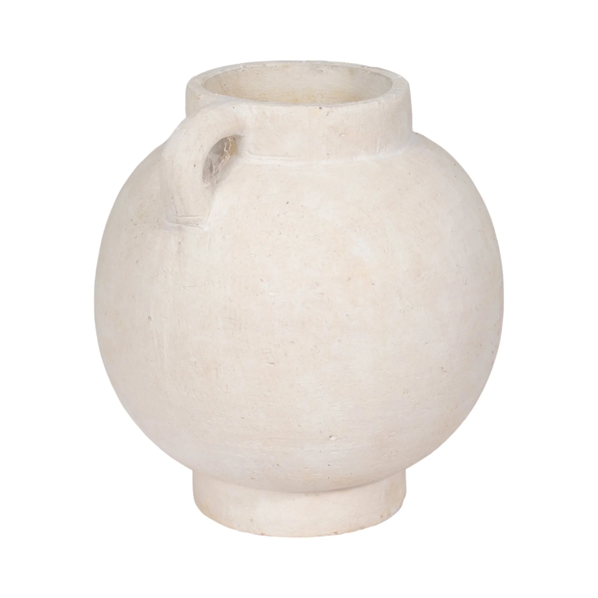 12" Bulbous Jug With Handle, White - Image 2