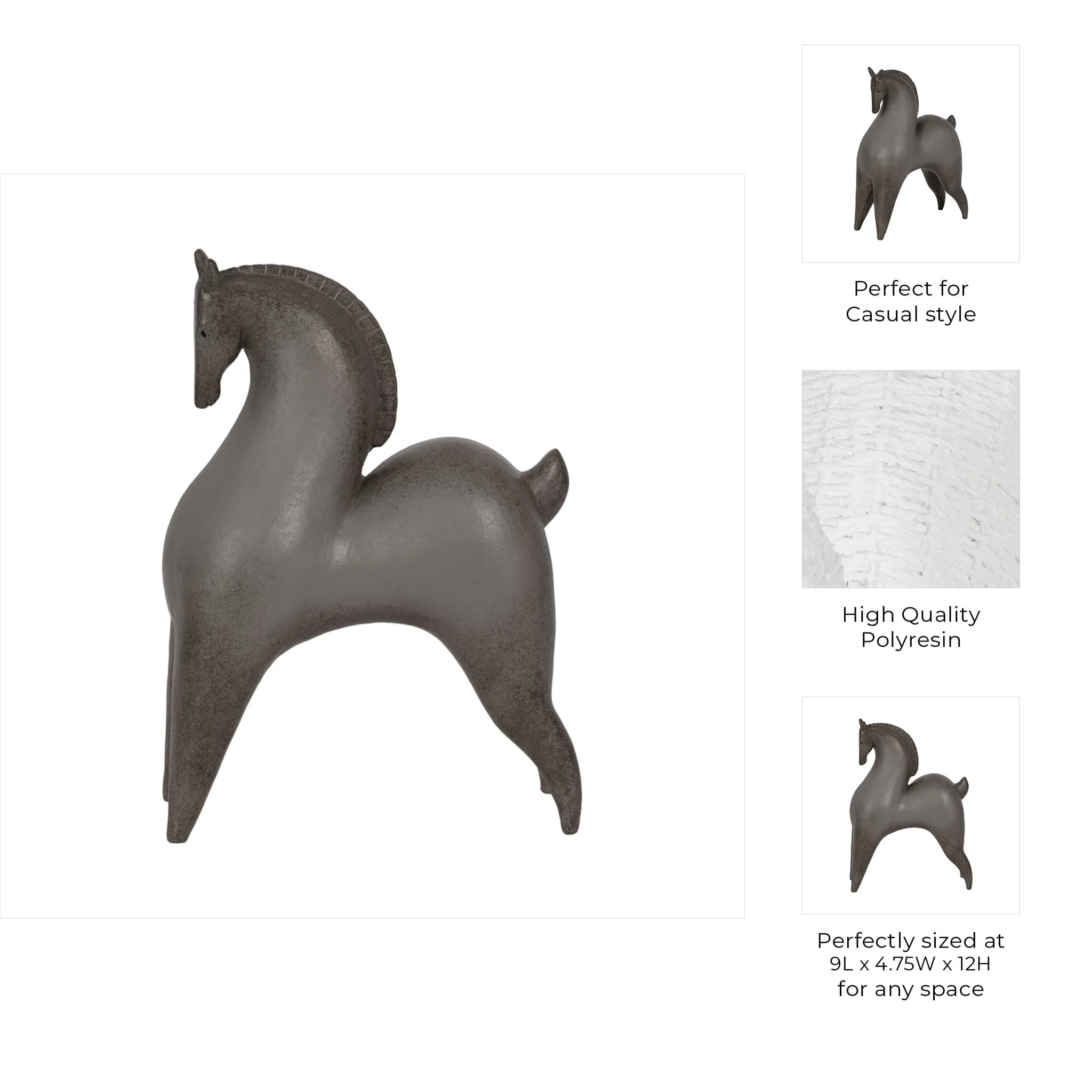 12" Curved Horse, Grey - Image 9