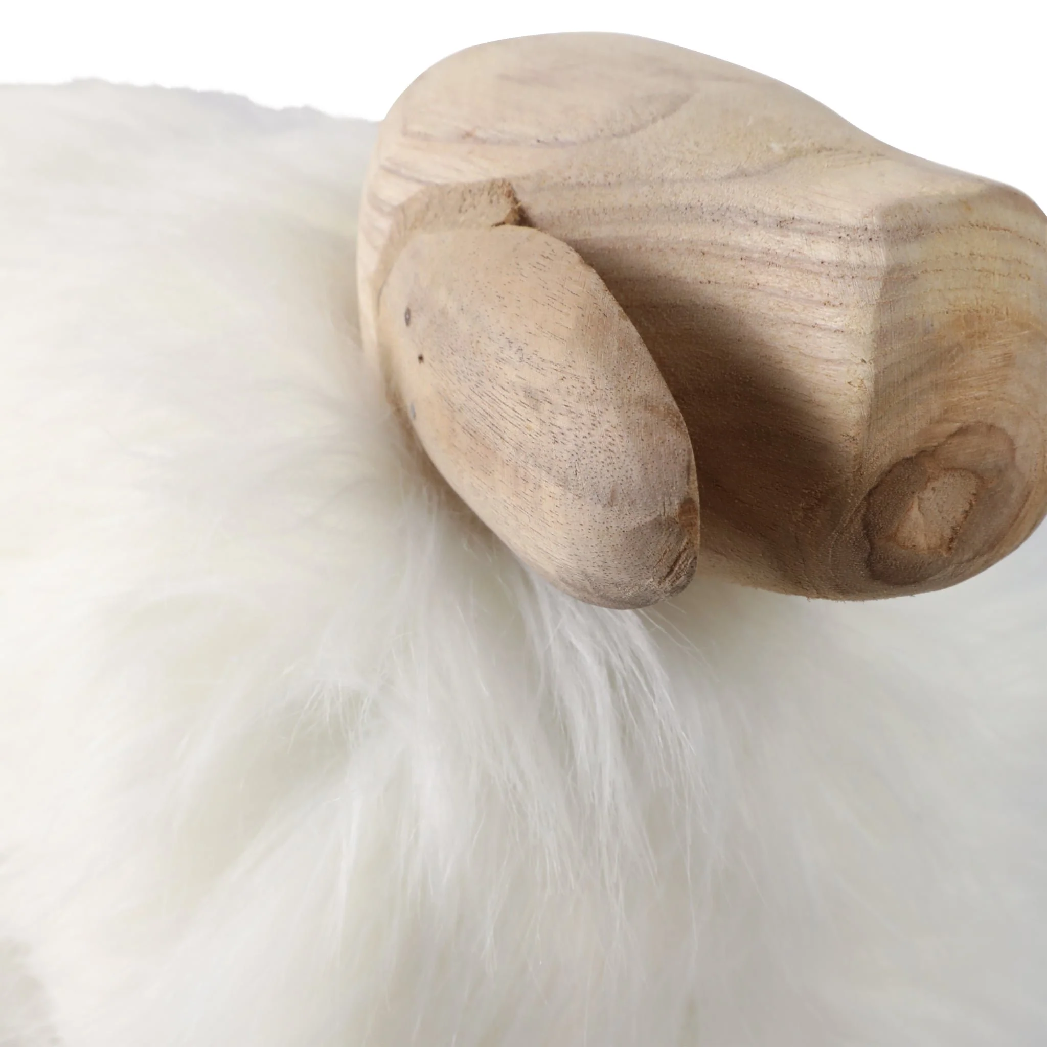 12" Faux Fur Sheep, White/natural - Image 5