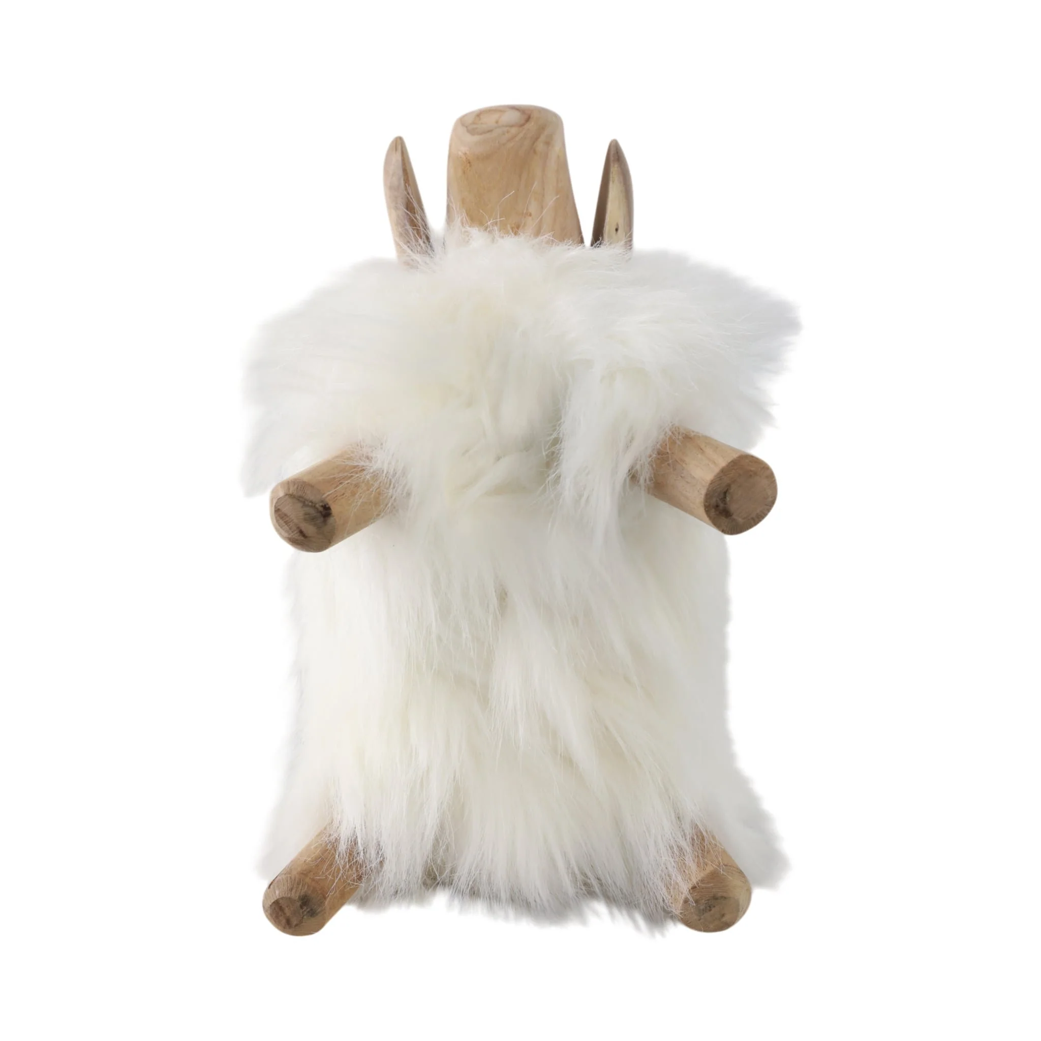 12" Faux Fur Sheep, White/natural - Image 7