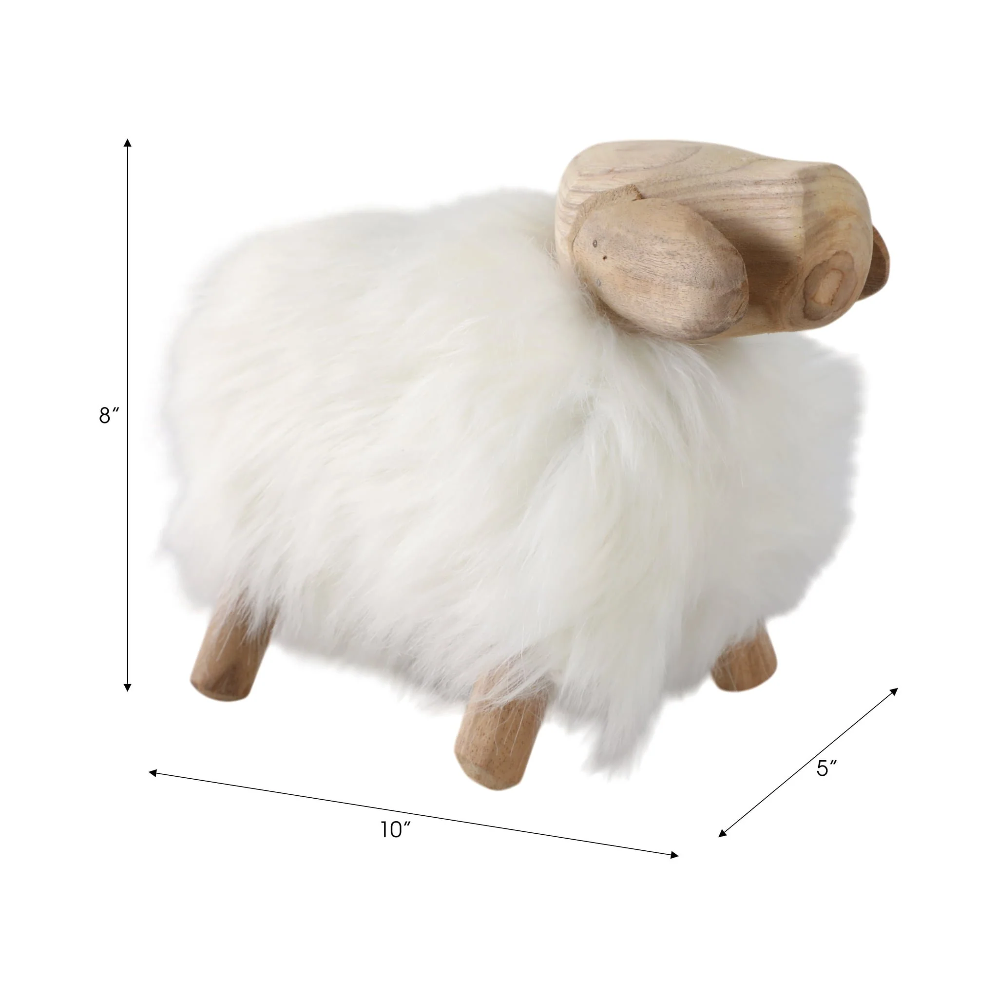 12" Faux Fur Sheep, White/natural - Image 8