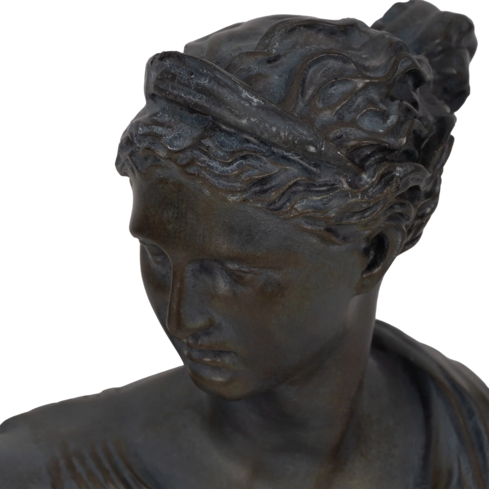 12" Grecian Bust Distressed Resin, Bronze - Image 6