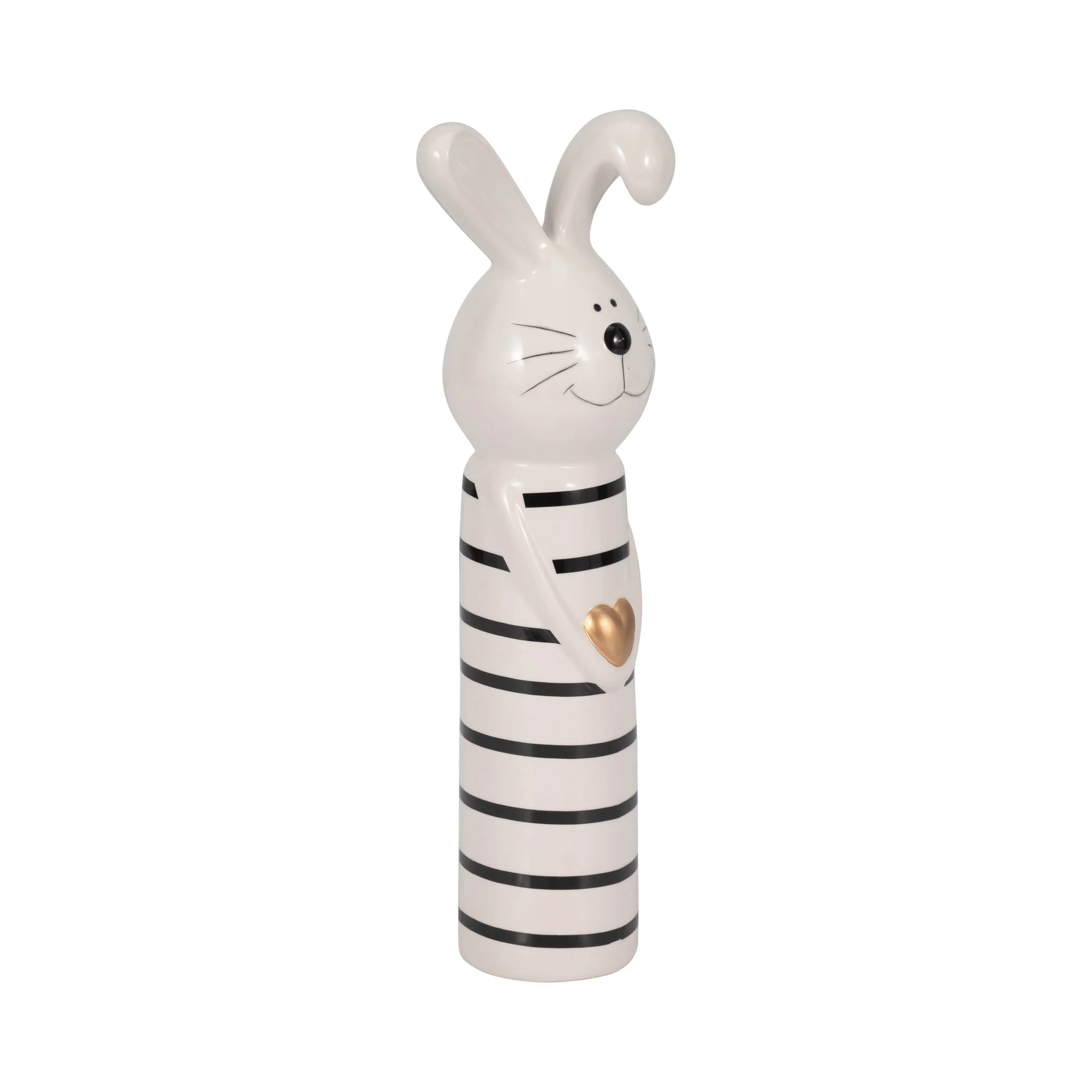 12" Lines Bunny With Gold Heart, White/black - Image 2