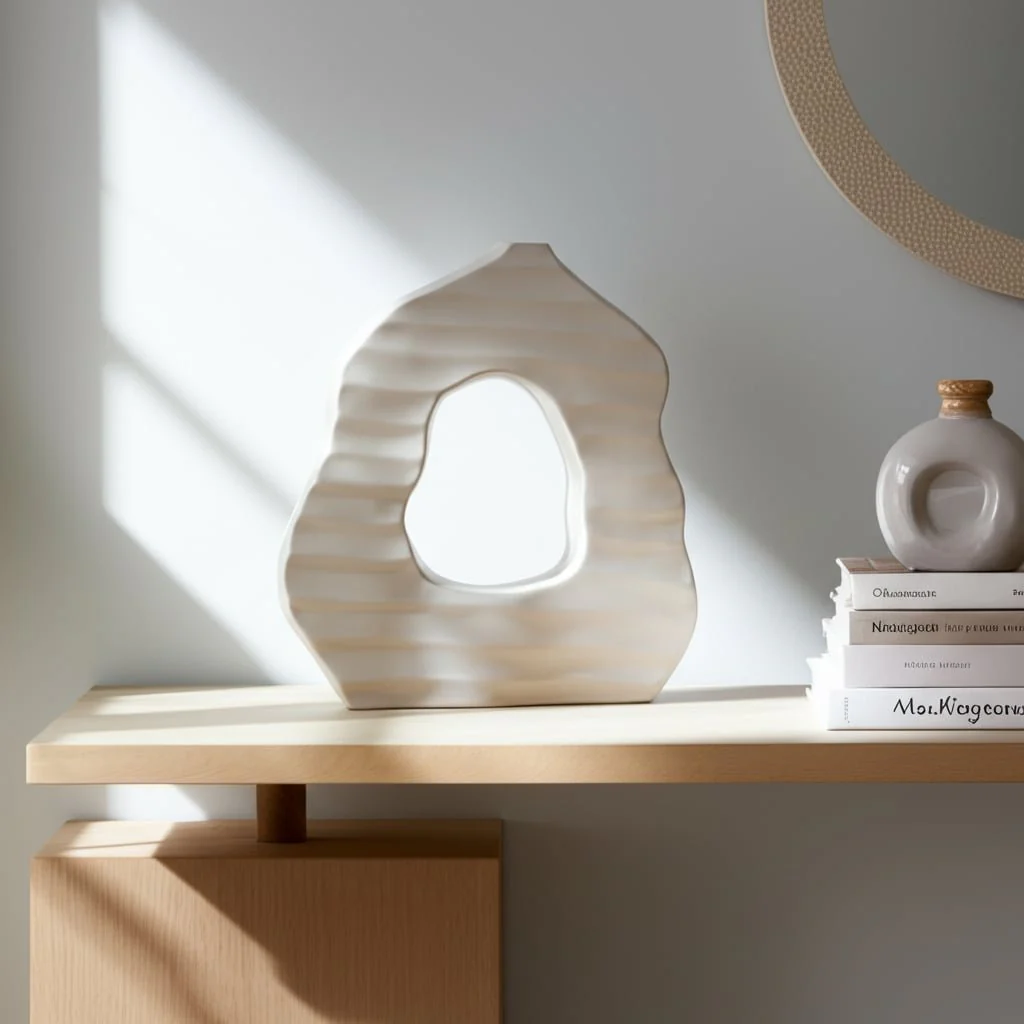 12" Ribbed Open-cut Out Vase, Ivory - Image 11