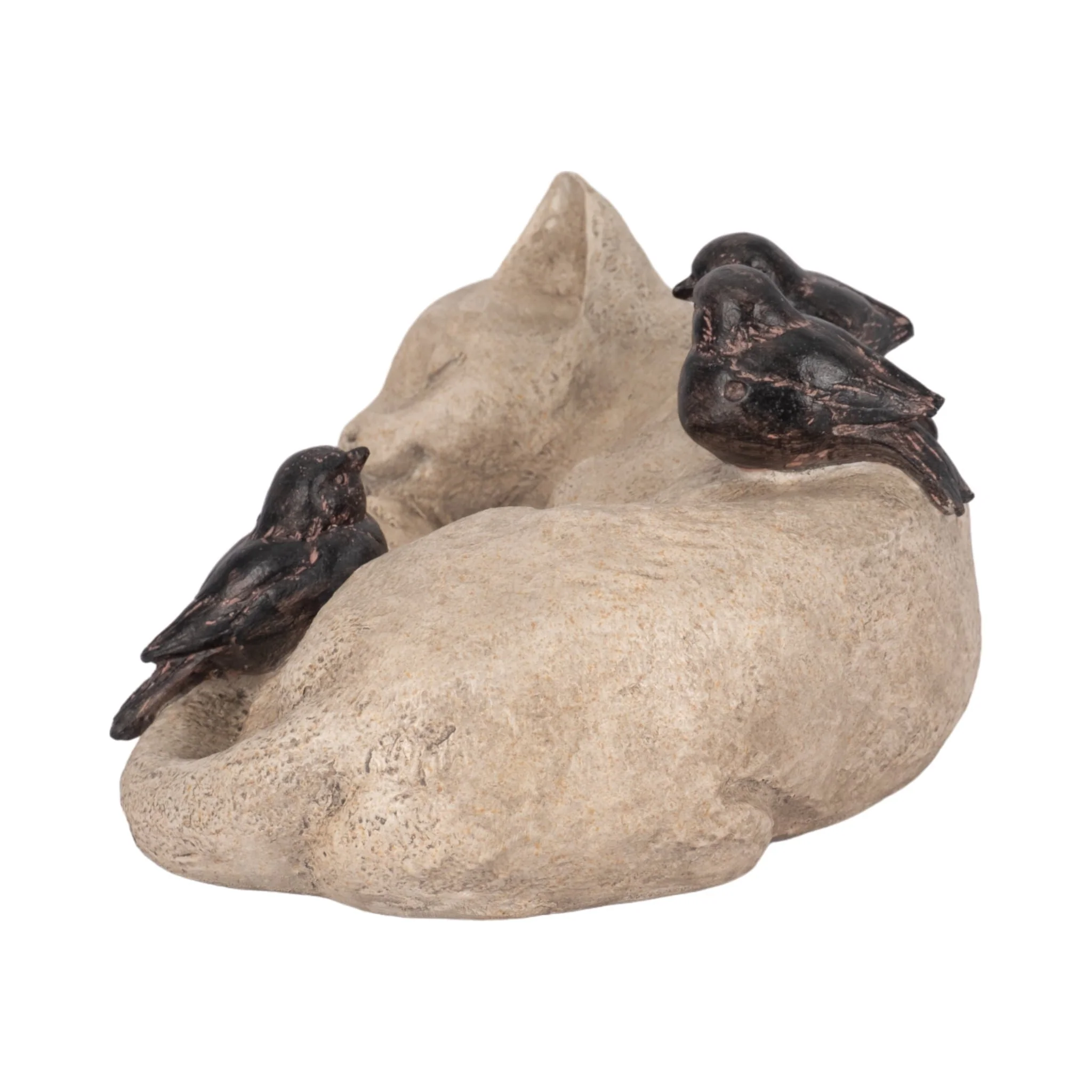 12" Sleeping Kitty With Birds, White/brown - Image 5