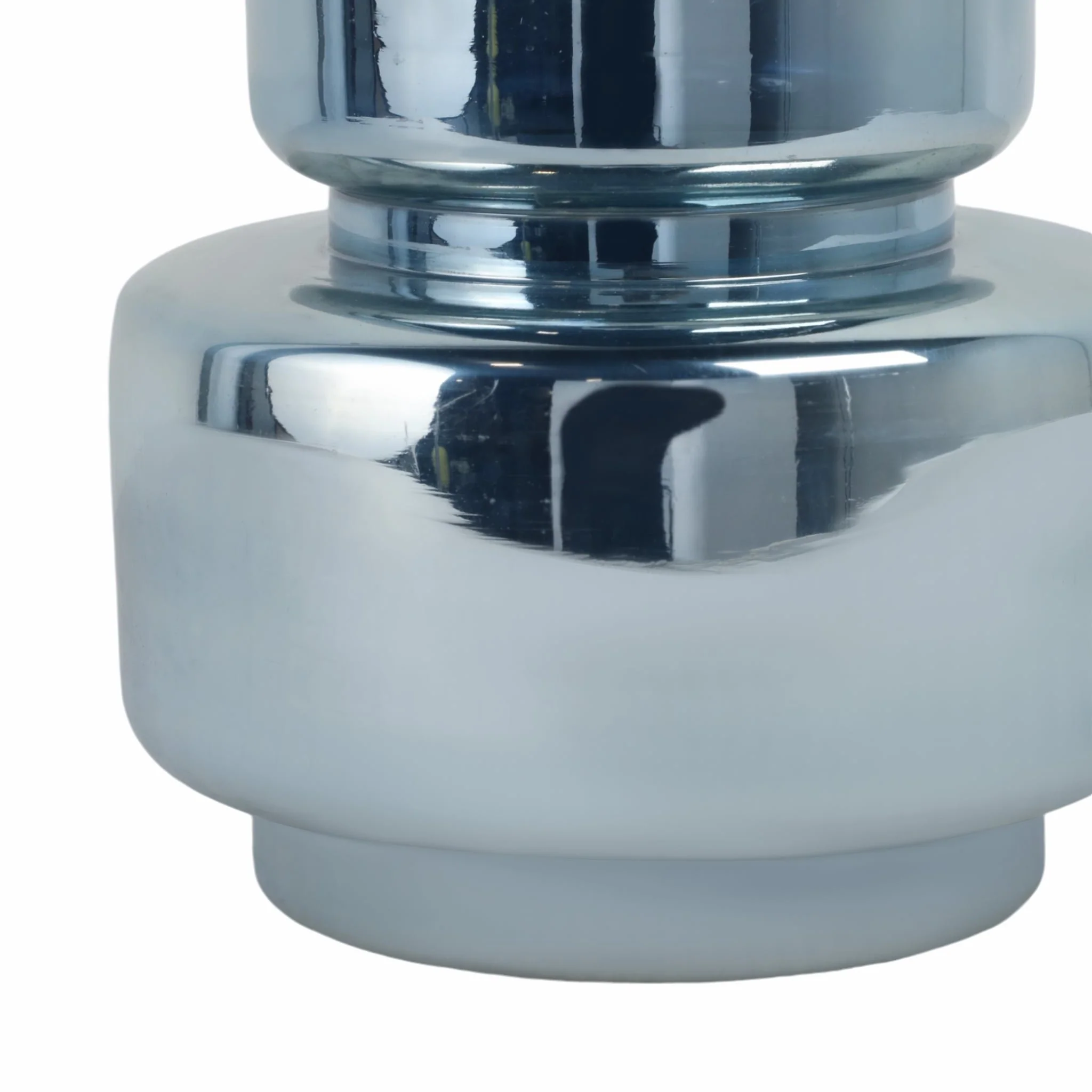 12" Stacked Cylinder Glass Vase, Blue Silver - Image 5