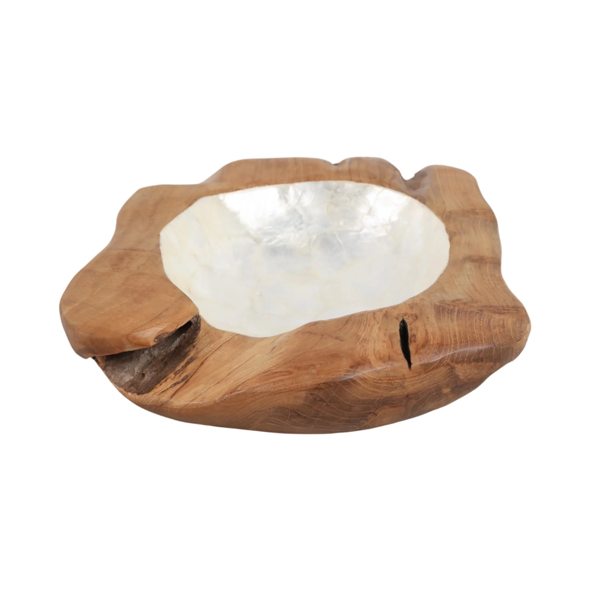 12" Teakwood Bowl W/capiz, Natural - Image 3
