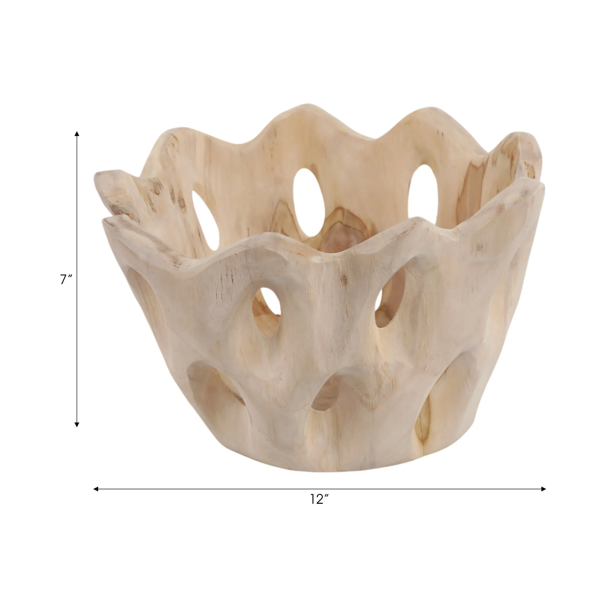12" Teakwood Bowl W/cut-outs, Natural - Image 8