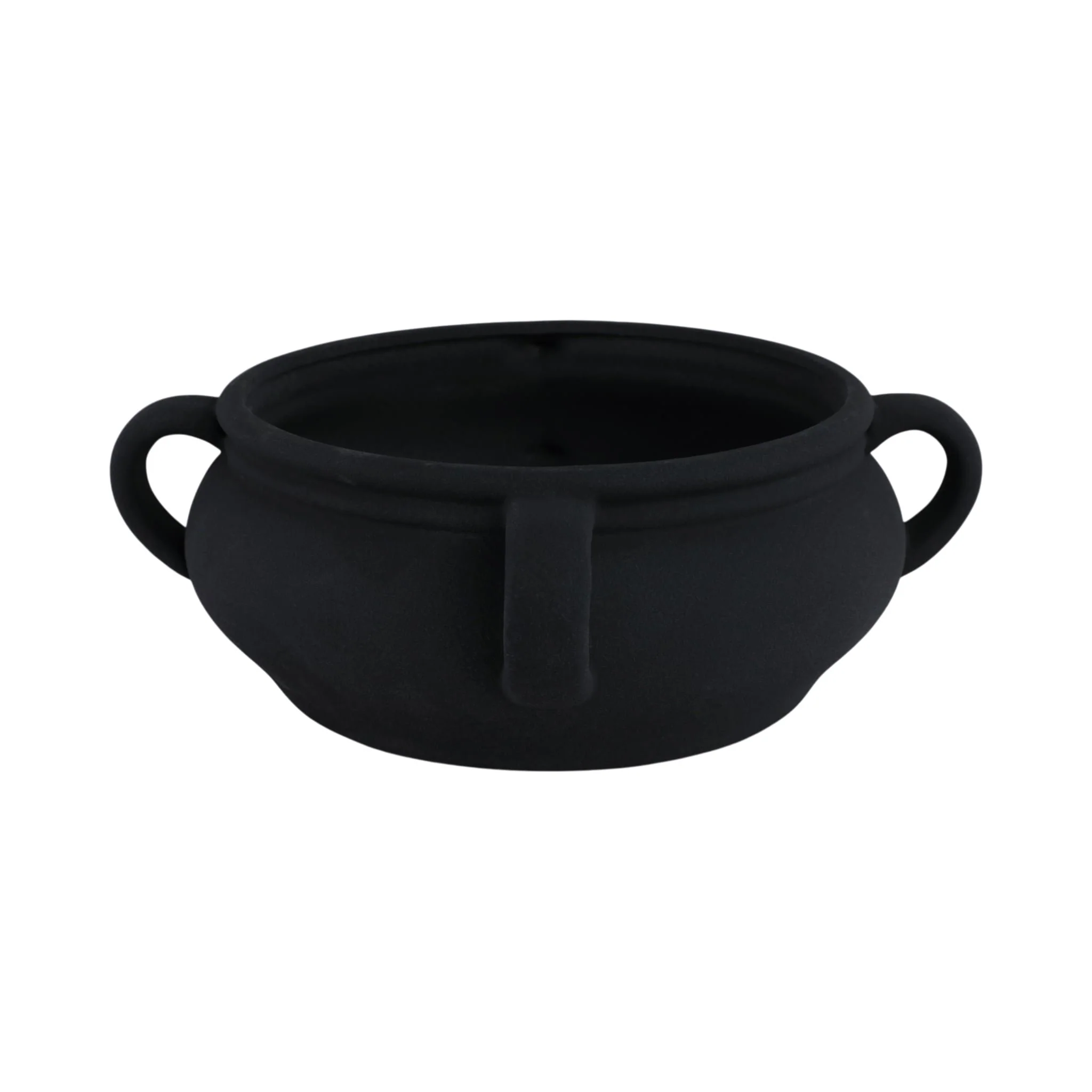 12" Textured Bowl With Handles, Black